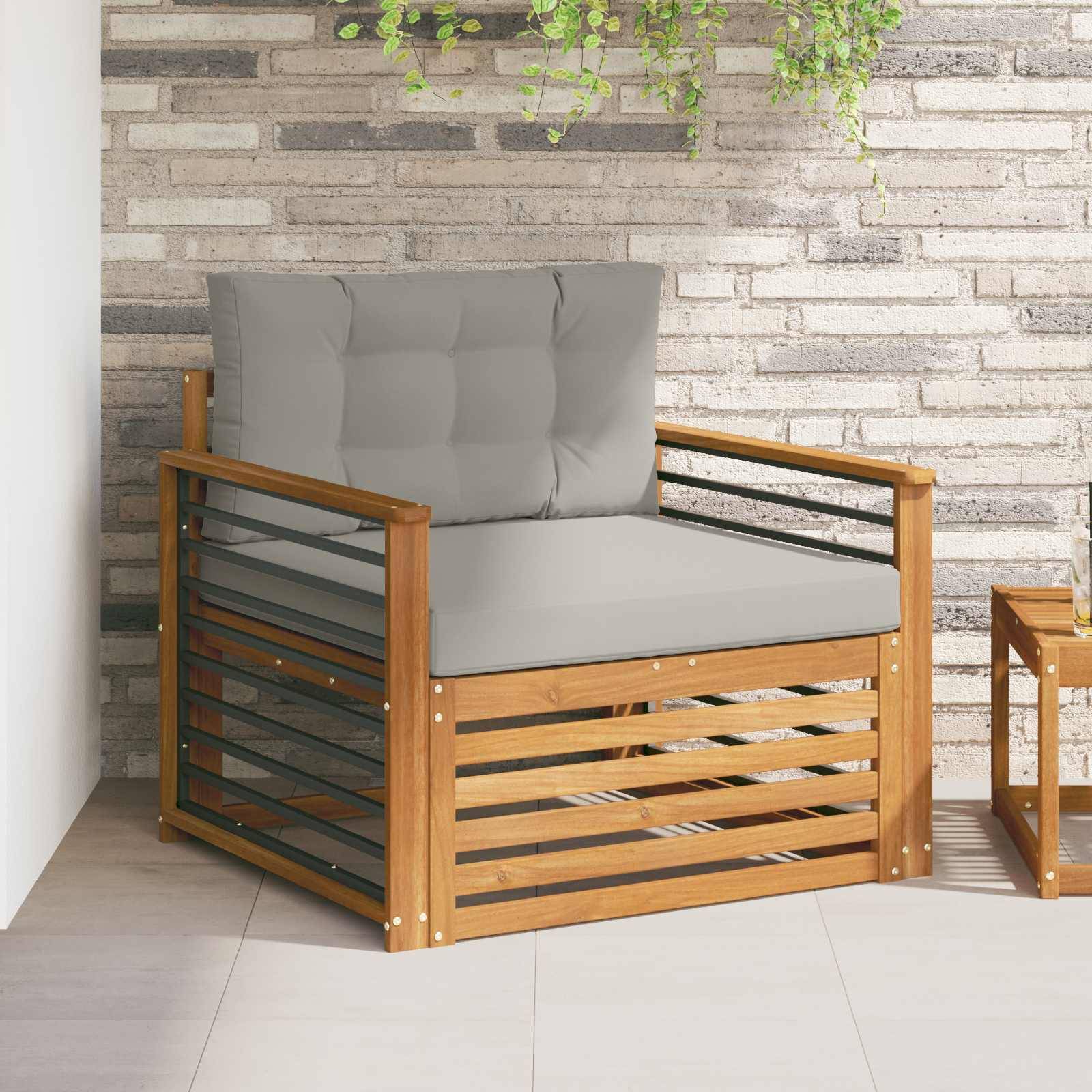 vidaXL Outdoor-Sofa Massives Akazienholz und Polyester