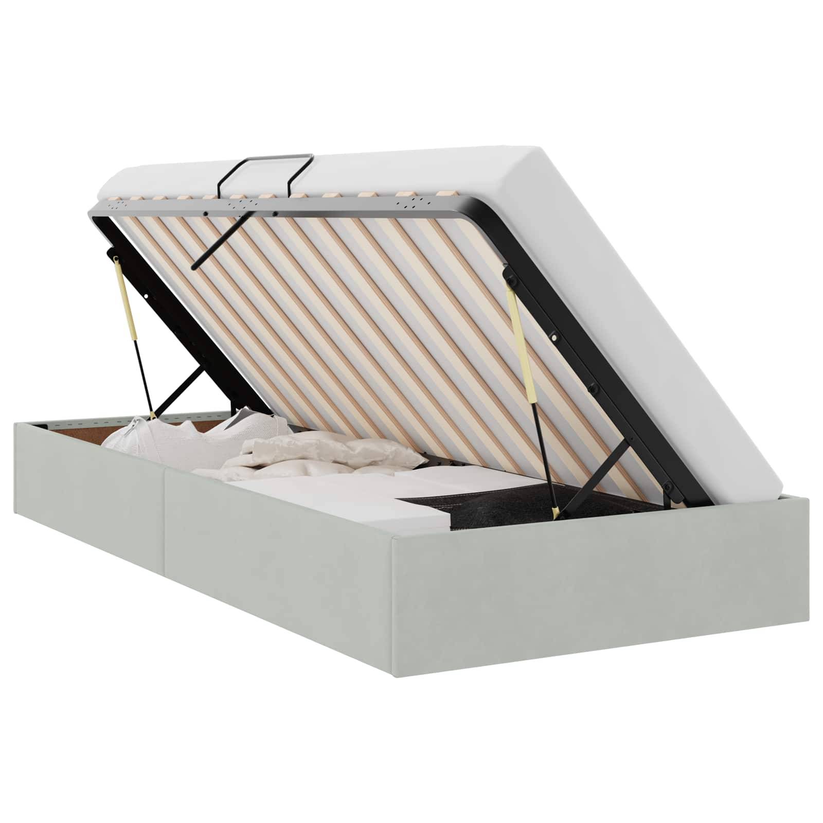 vidaXL Ottoman Bettgestell mit Speicher Hellgrau 100 x 200 cm Samt