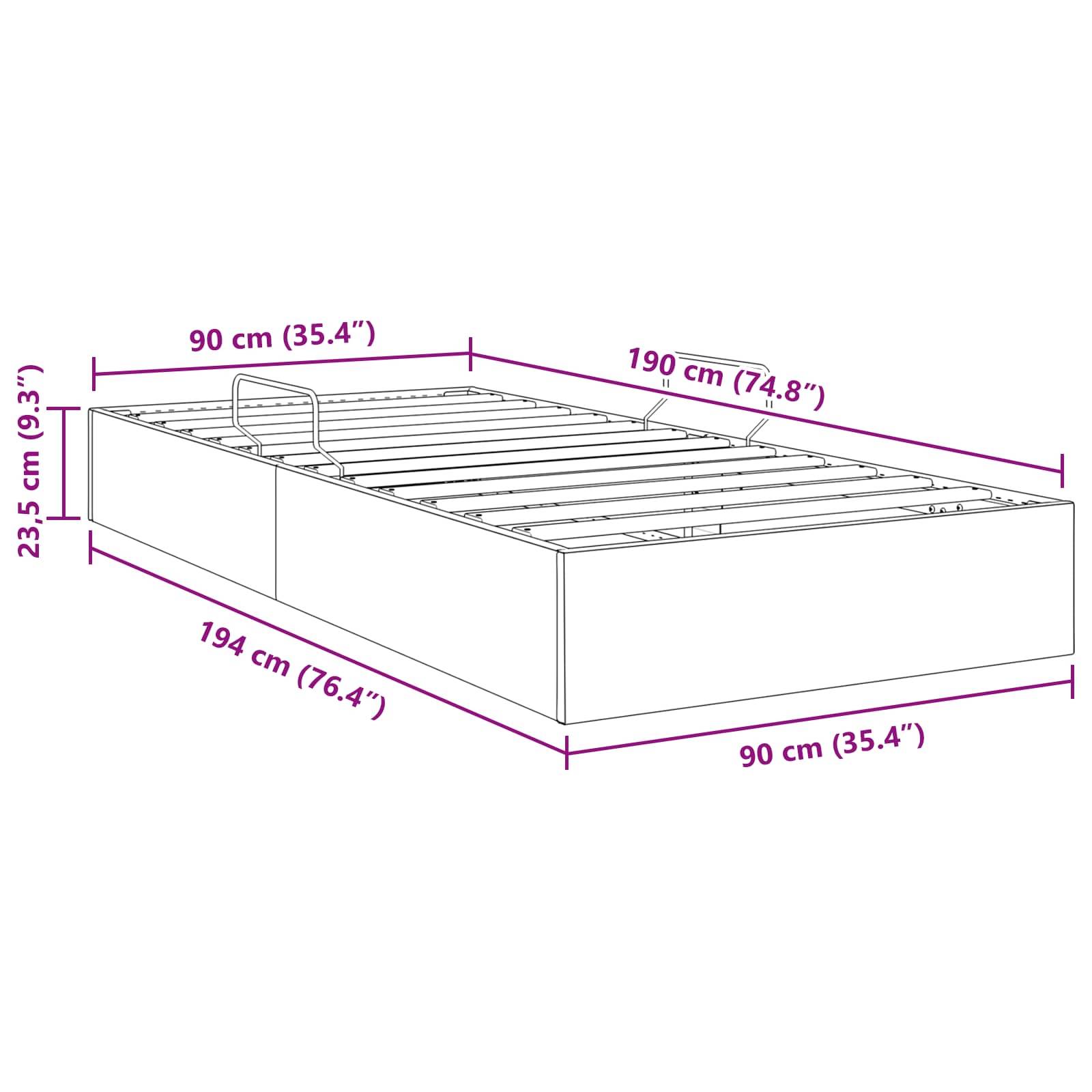 vidaXL Ottoman Bettgestell Reinweiß 90 x 190 cm Kunstleder