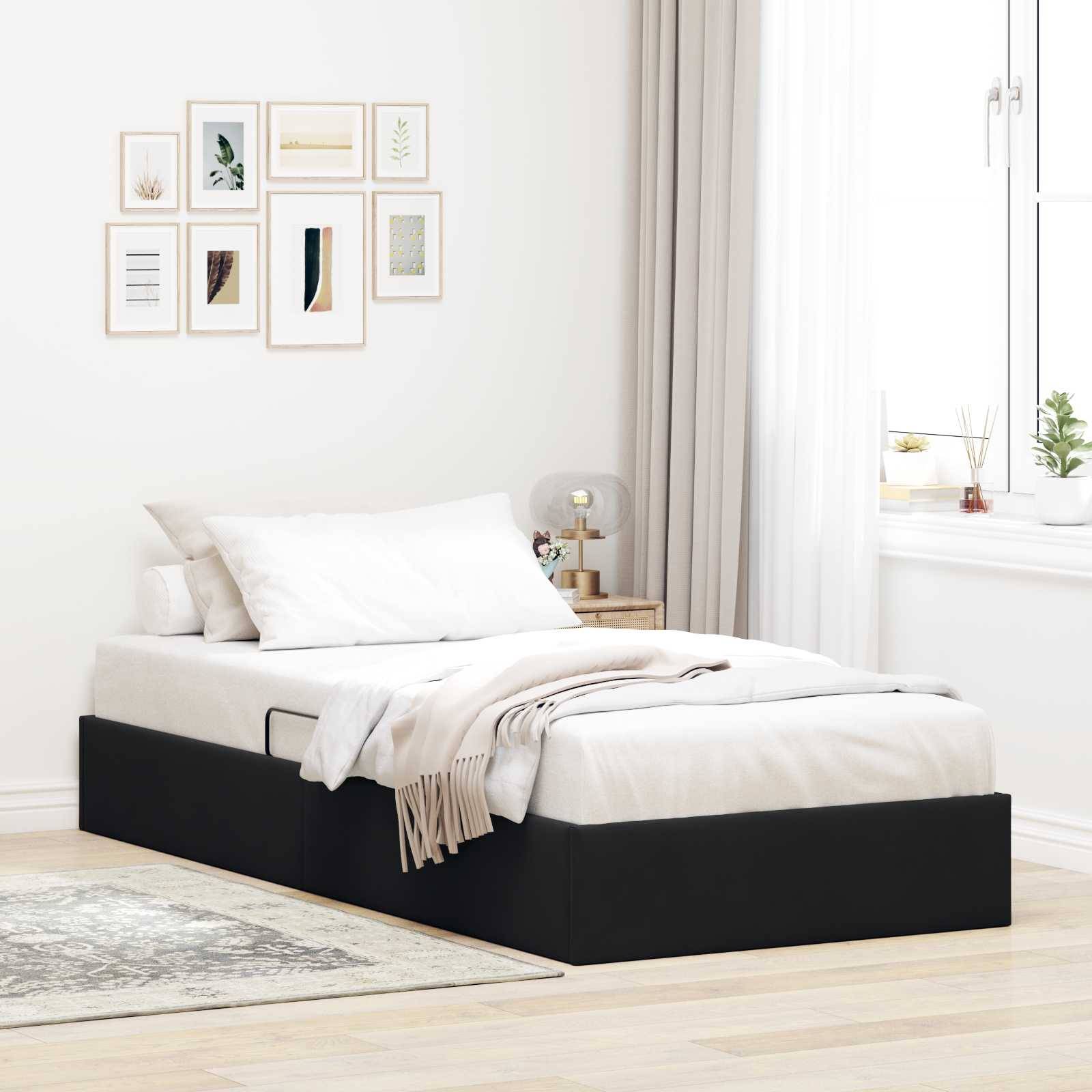 vidaXL Ottoman Bettgestell mit Speicher Schwarz 90 x 200 cm Samt