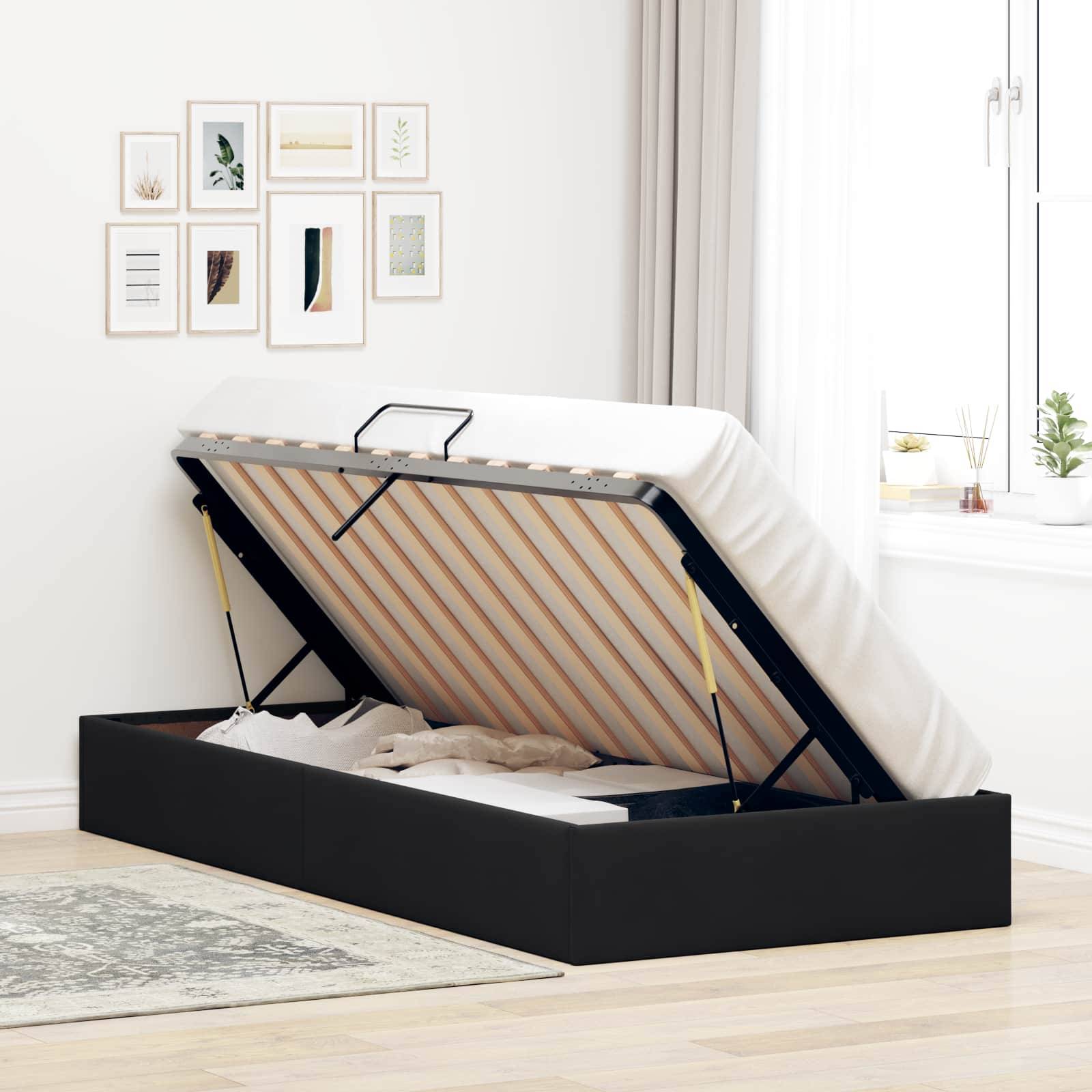 vidaXL Ottoman Bettgestell mit Speicher Schwarz 90 x 200 cm Samt