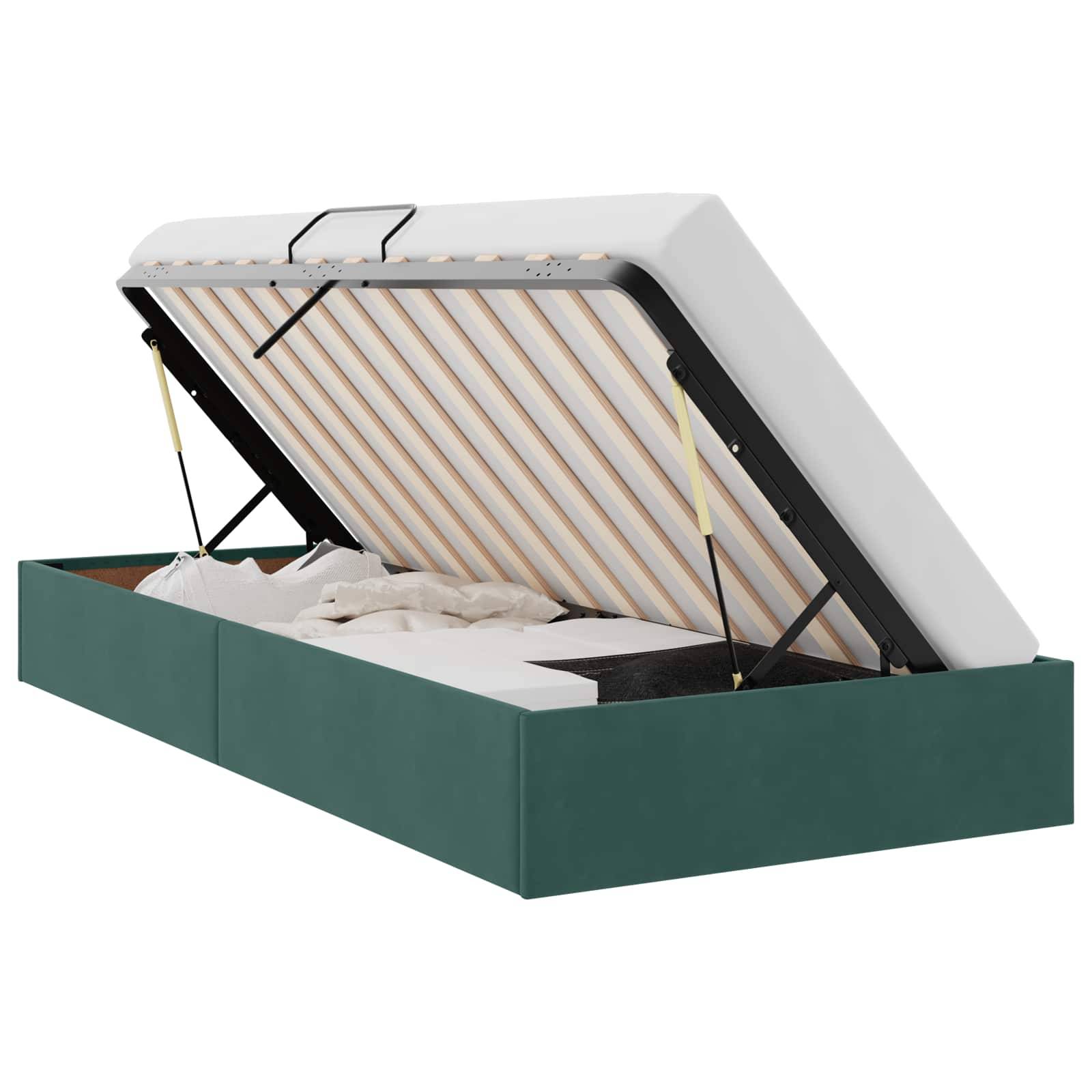 vidaXL Ottoman Bettgestell mit Speicher Dunkelgrün 100 x 200 cm Samt