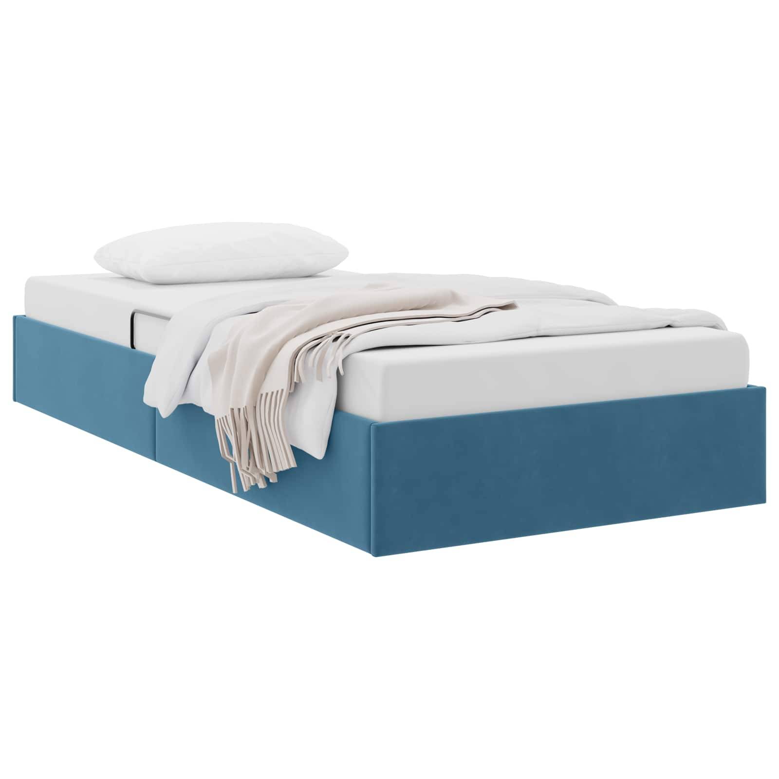 vidaXL Ottoman Bettgestell mit Speicher Dunkelblau 100 x 200 cm Samt