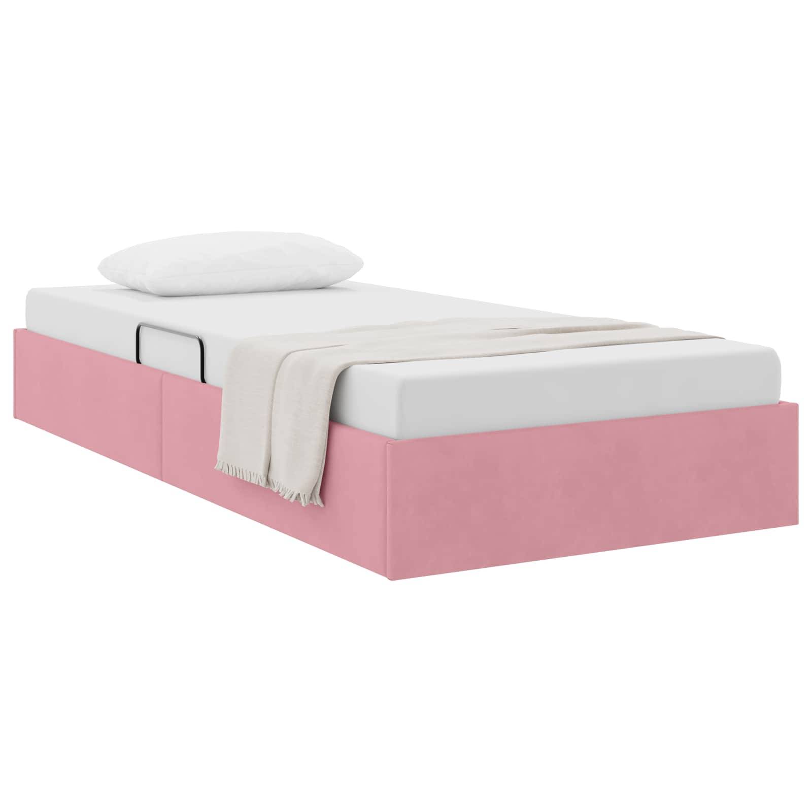 vidaXL Ottoman Bettgestell mit Speicher Rosa 90 x 190 cm Samt