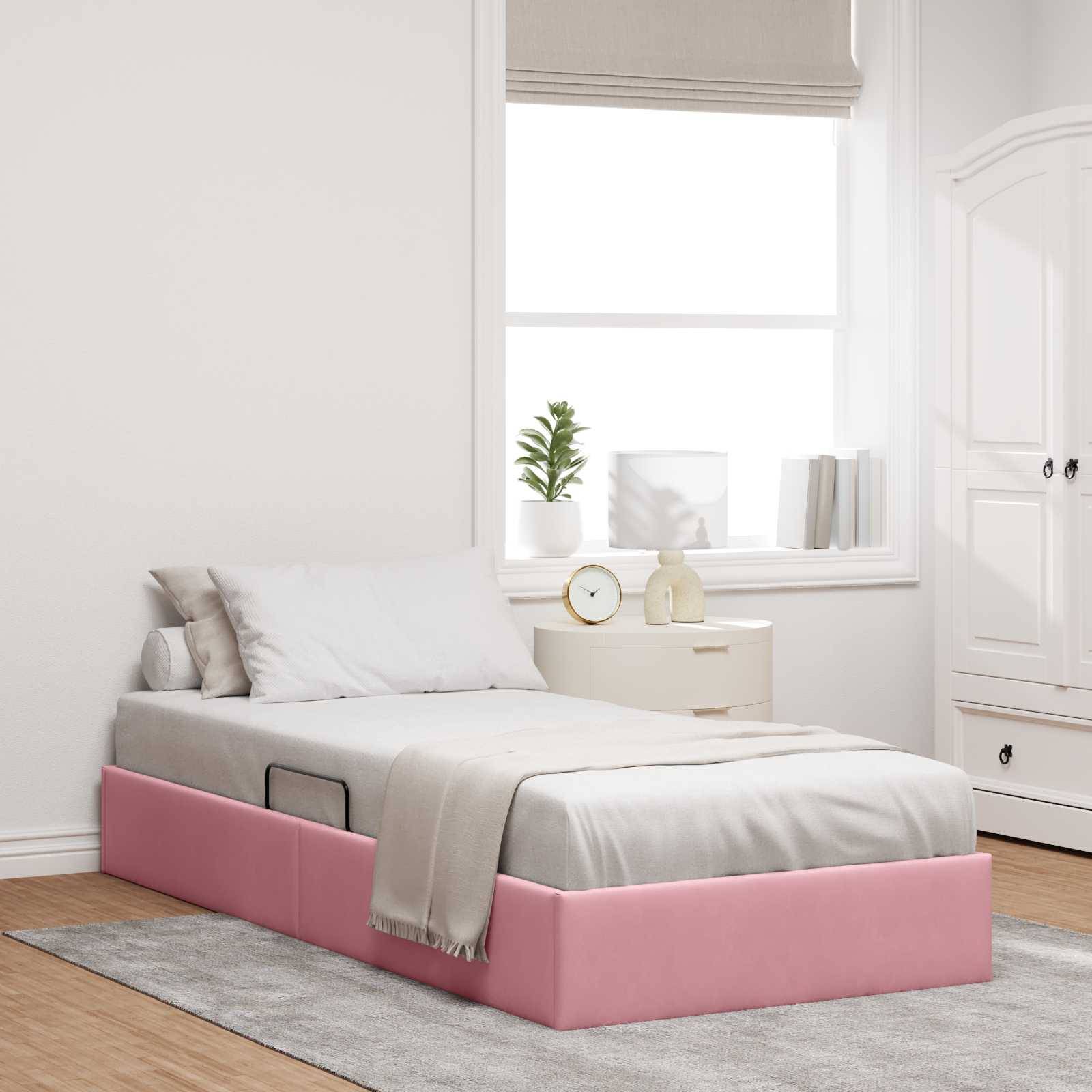 vidaXL Ottoman Bettgestell mit Speicher Rosa 90 x 190 cm Samt
