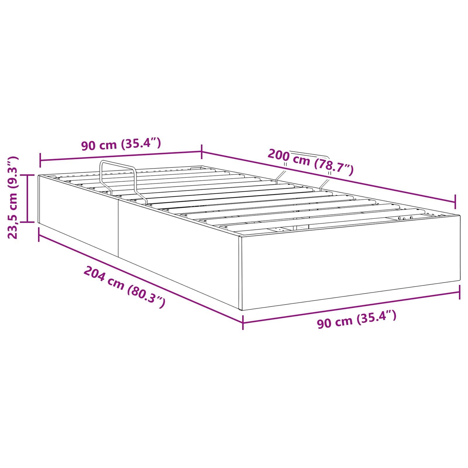 vidaXL Ottoman Bettgestell mit Speicher Schwarz 90 x 200 cm Samt