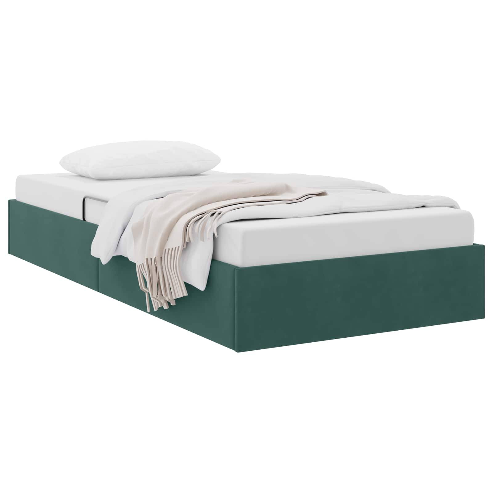 vidaXL Ottoman Bettgestell mit Speicher Dunkelgrün 100 x 200 cm Samt