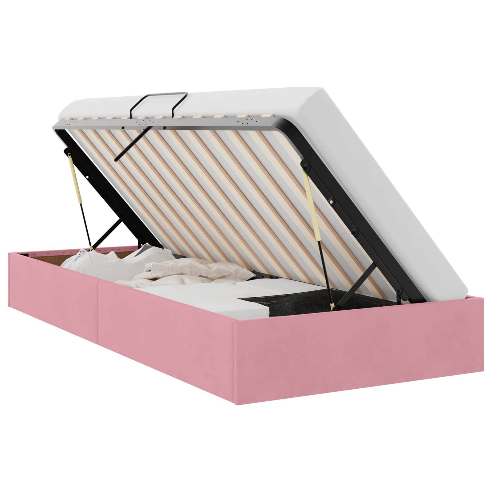 vidaXL Ottoman Bettgestell mit Speicher Rosa 100 x 200 cm Samt