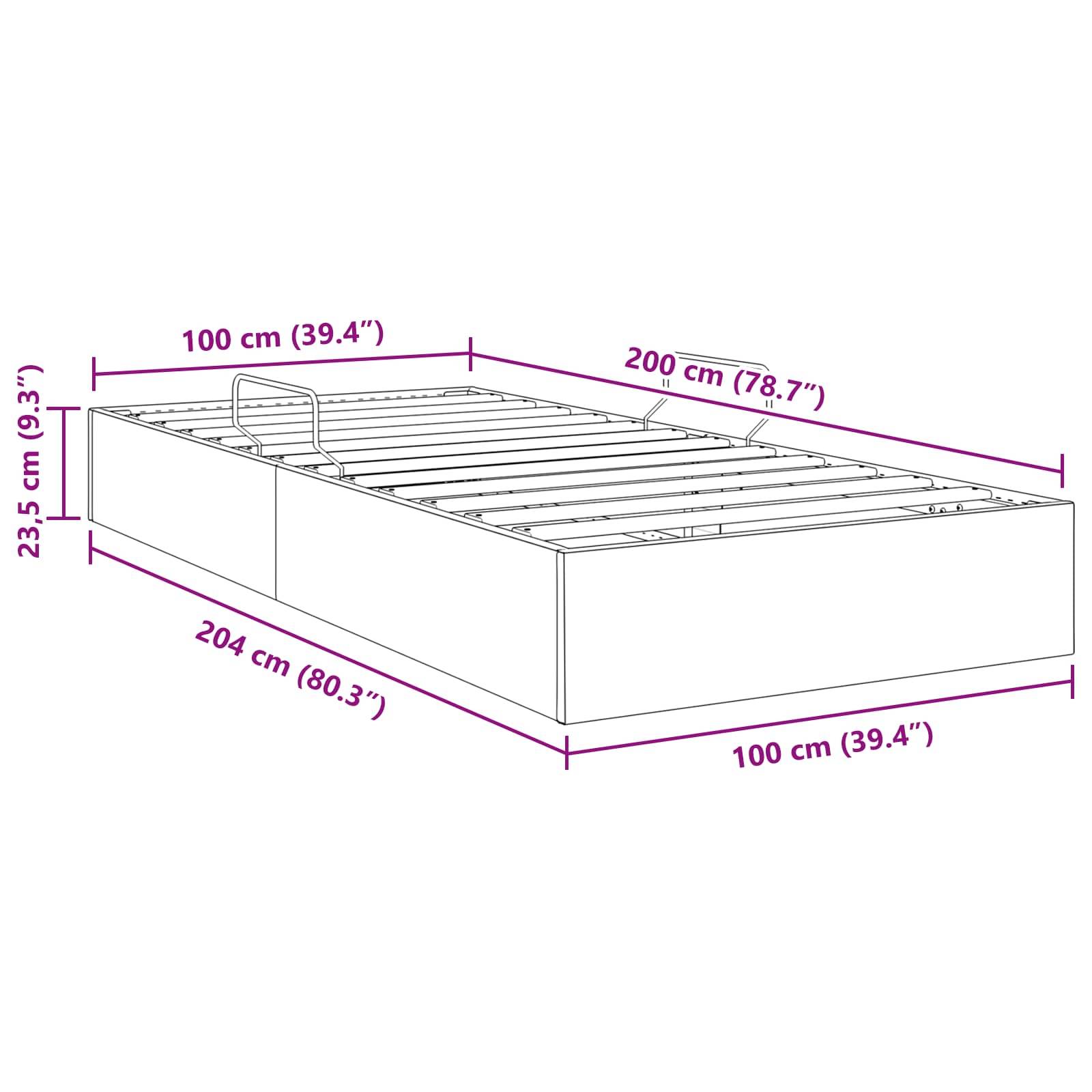 vidaXL Ottoman Bettgestell Cappuccino 100 x 200 cm Kunstleder