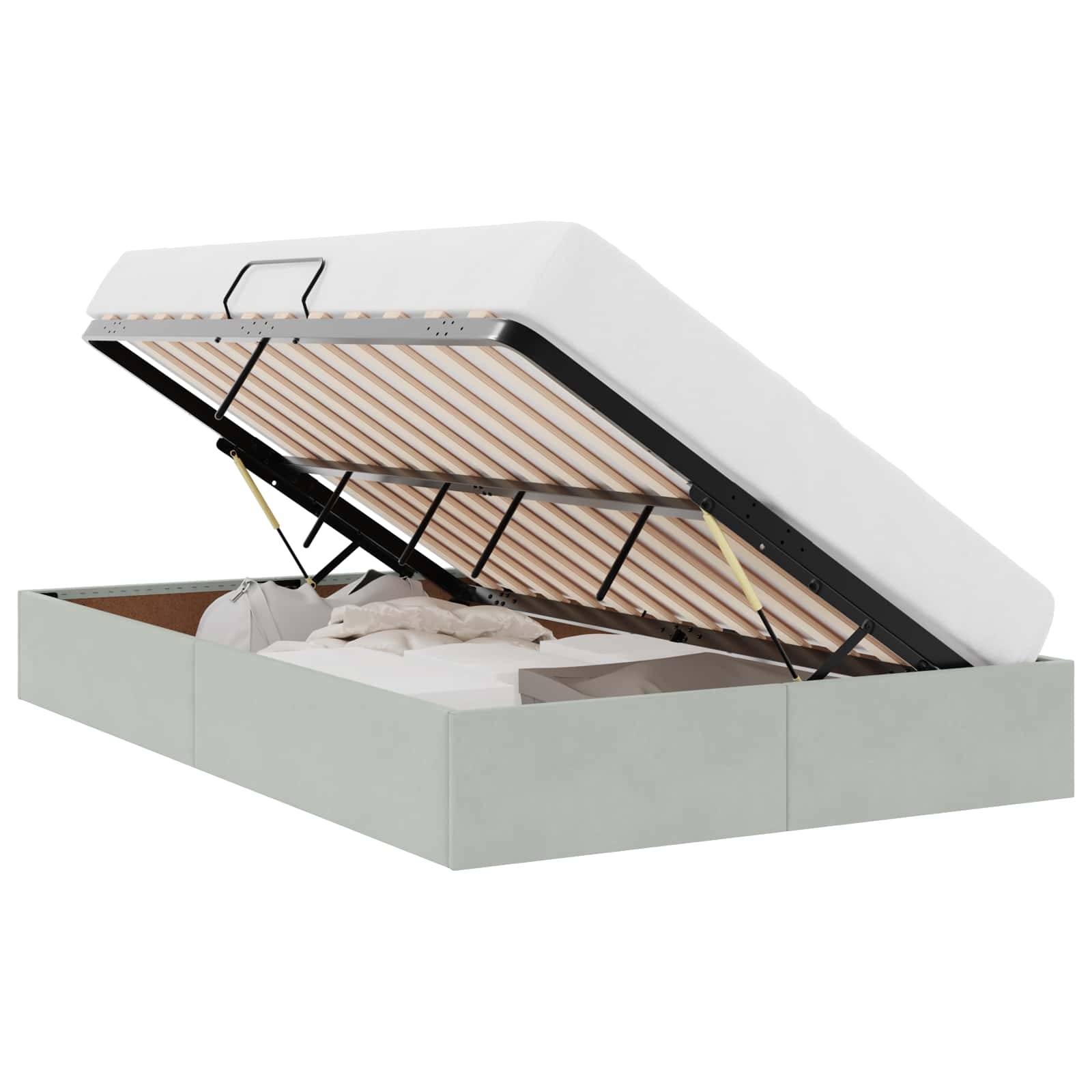 vidaXL Ottoman Bettgestell mit Speicher Hellgrau 120 x 190 cm Samt