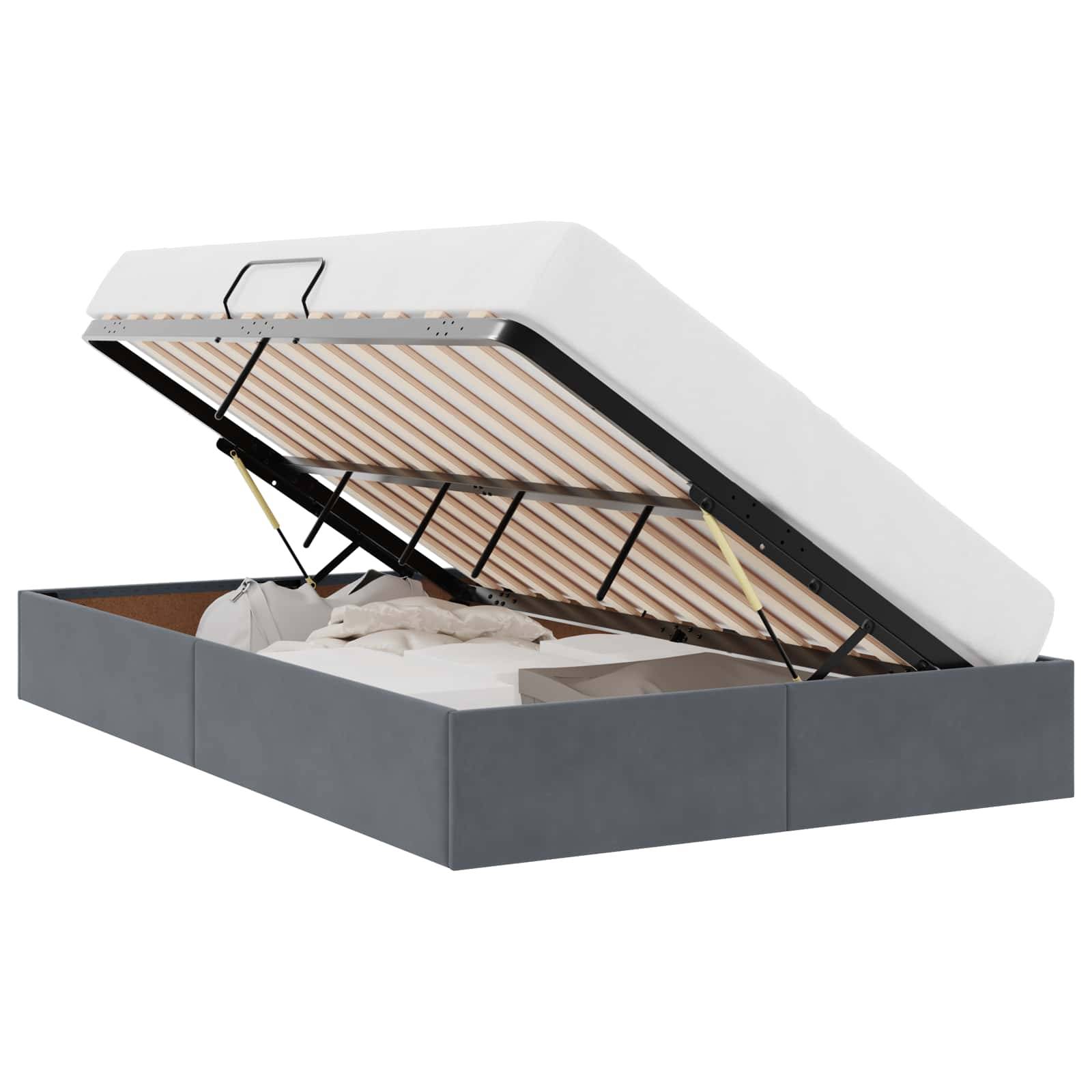 vidaXL Ottoman Bettgestell mit Speicher Dunkelgrau 120 x 200 cm Samt