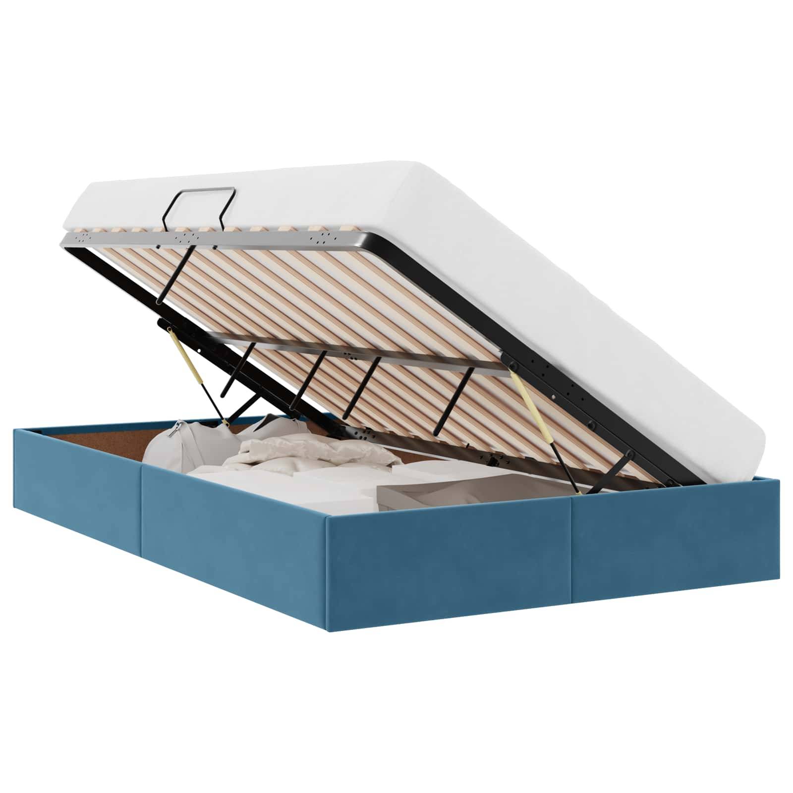 vidaXL Ottoman Bettgestell mit Speicher Dunkelblau 120 x 200 cm Samt