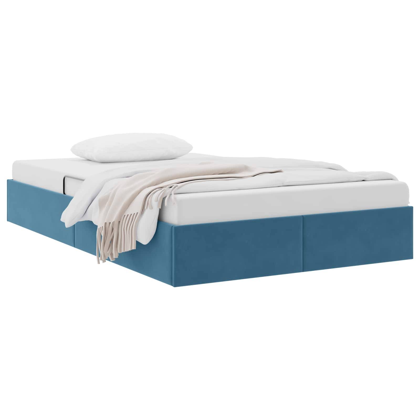 vidaXL Ottoman Bettgestell mit Speicher Dunkelblau 120 x 200 cm Samt