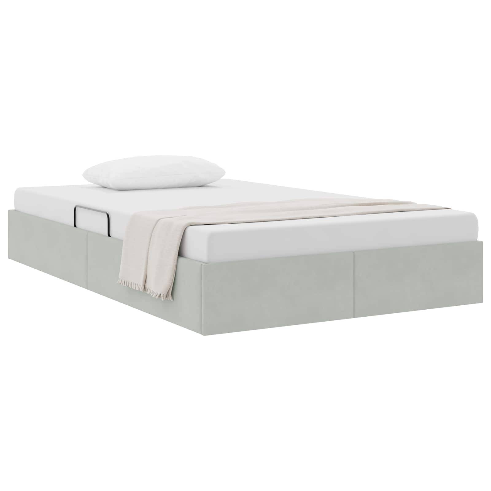 vidaXL Ottoman Bettgestell mit Speicher Hellgrau 120 x 190 cm Samt