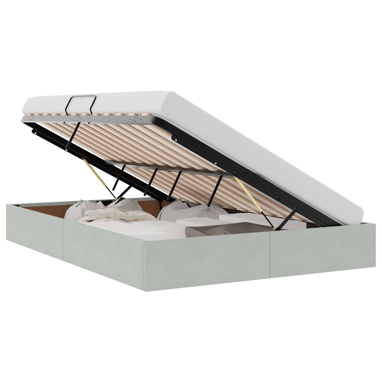 vidaXL Ottoman Bettgestell mit Speicher Hellgrau 140 x 190 cm Samt