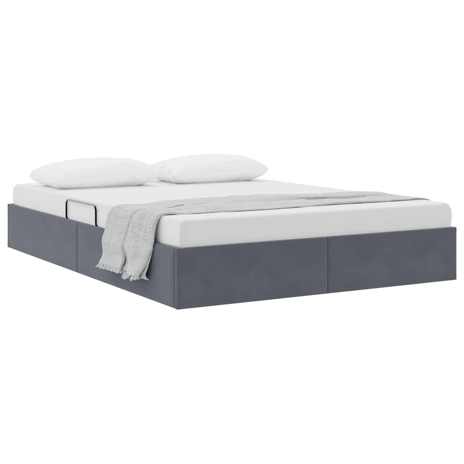 vidaXL Ottoman Bettgestell mit Speicher Dunkelgrau 140 x 190 cm Samt