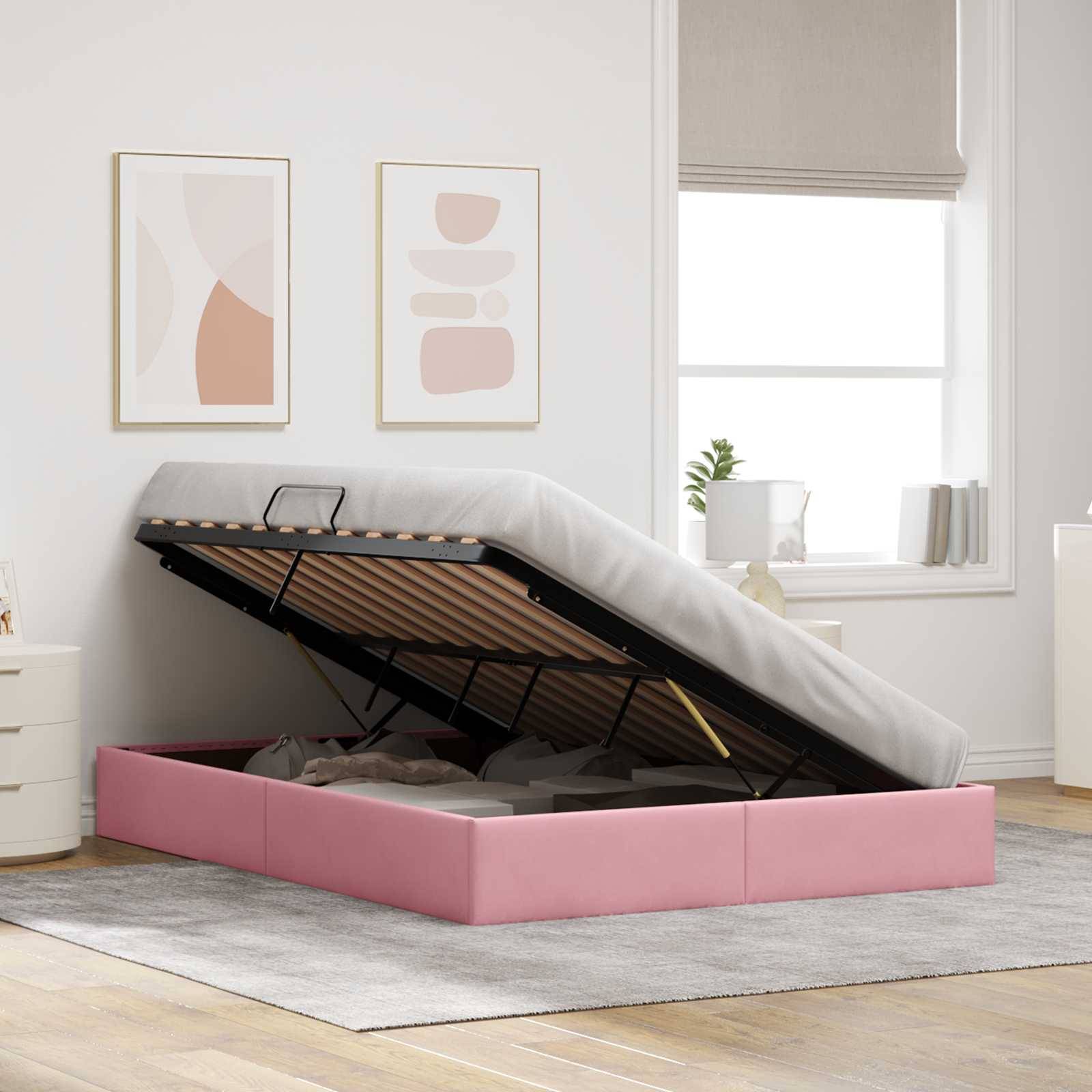 vidaXL Ottoman Bettgestell mit Speicher Rosa 140 x 190 cm Samt
