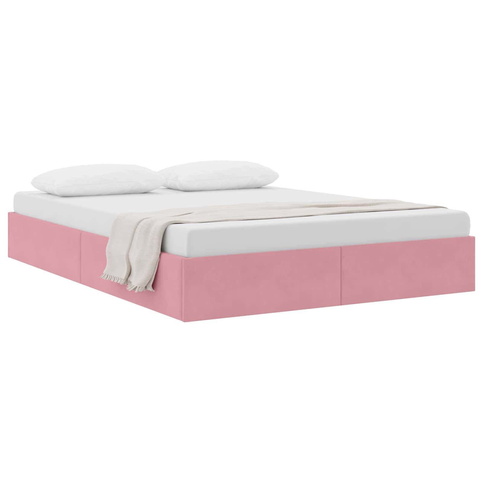 vidaXL Ottoman Bettgestell mit Speicher Rosa 140 x 190 cm Samt