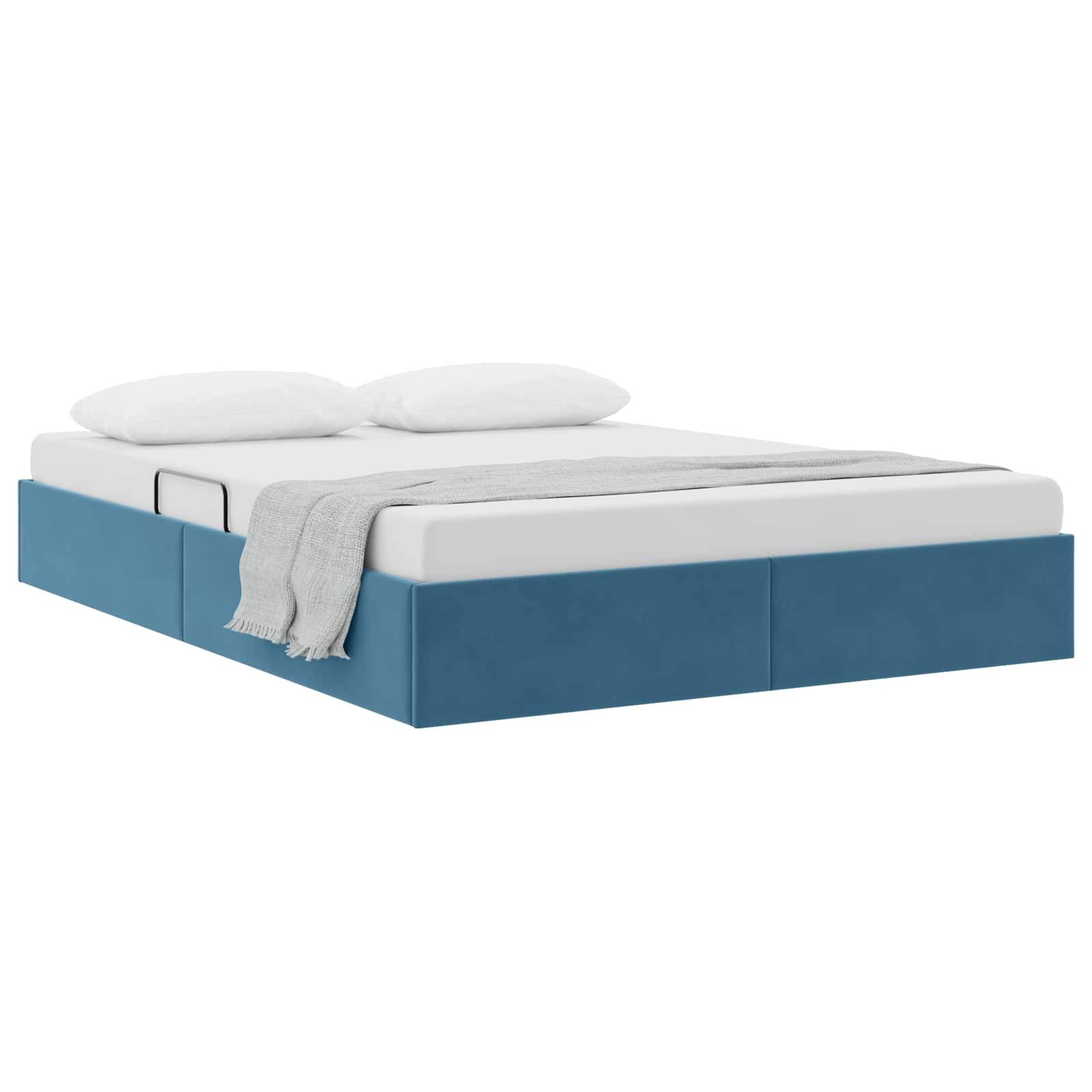 vidaXL Ottoman Bettgestell mit Speicher Dunkelblau 140 x 200 cm Samt