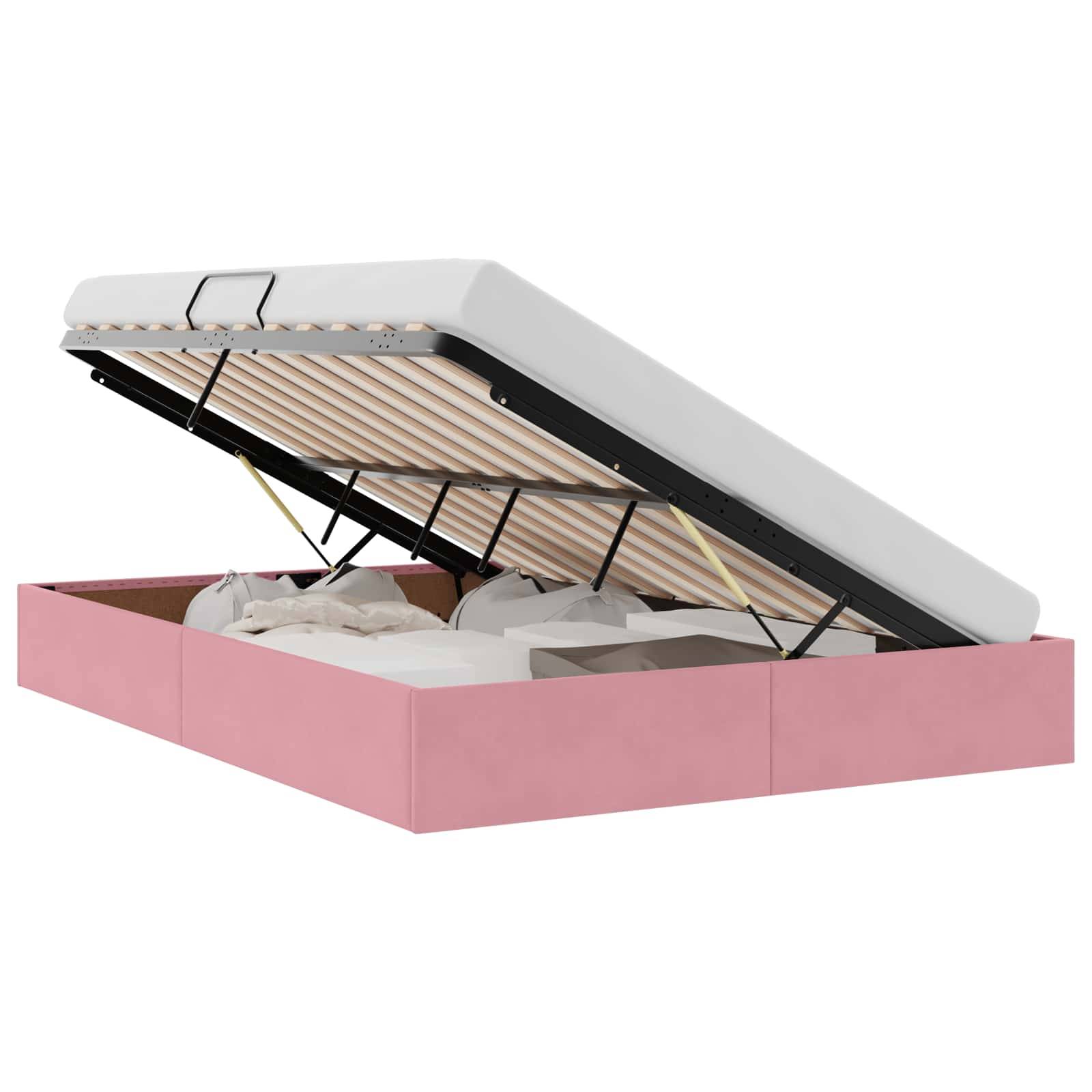 vidaXL Ottoman Bettgestell mit Speicher Rosa 140 x 190 cm Samt