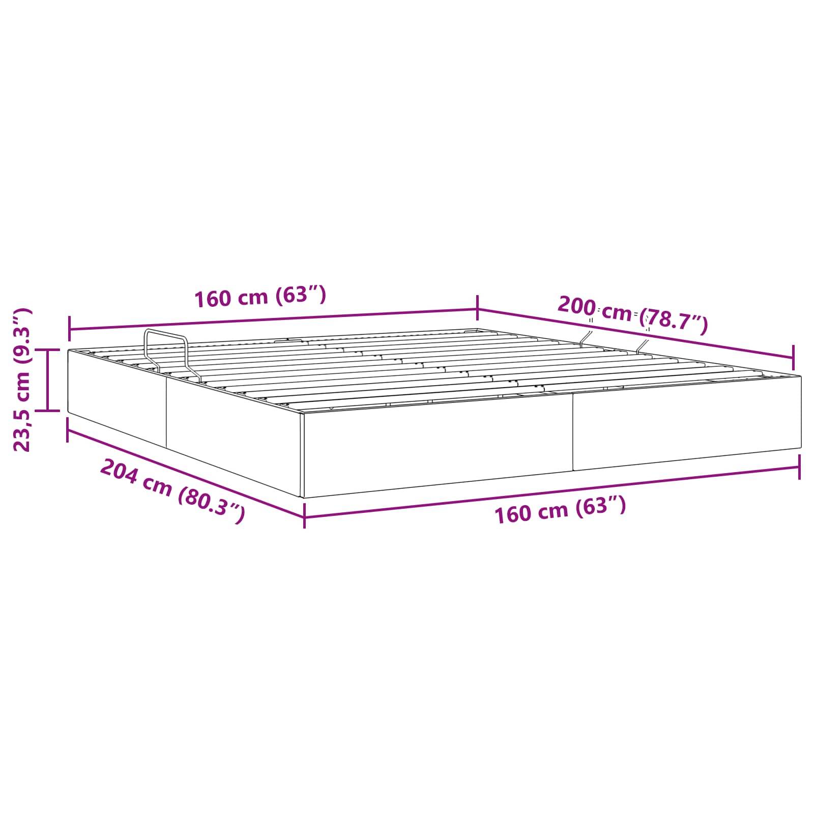 vidaXL Ottoman Bettgestell mit Speicher Taupe 160 x 200 cm Stoff