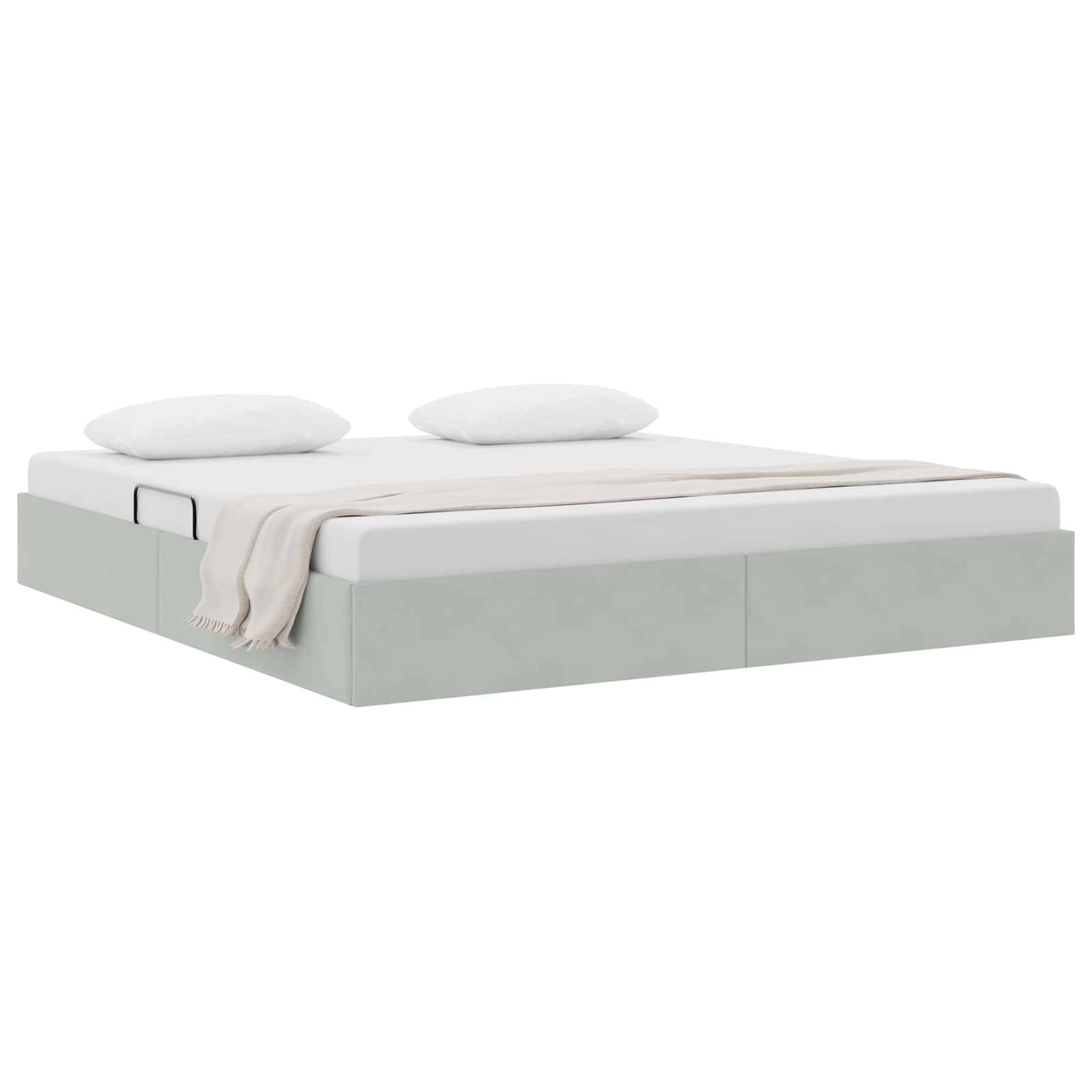 vidaXL Ottoman Bettgestell mit Speicher Hellgrau 160 x 200 cm Samt