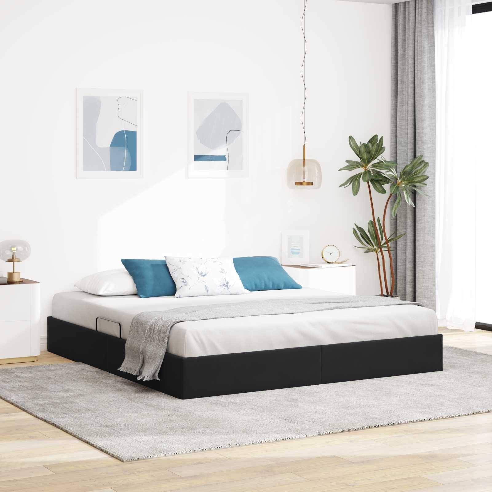 vidaXL Ottoman Bettgestell mit Speicher Schwarz 160 x 200 cm Samt