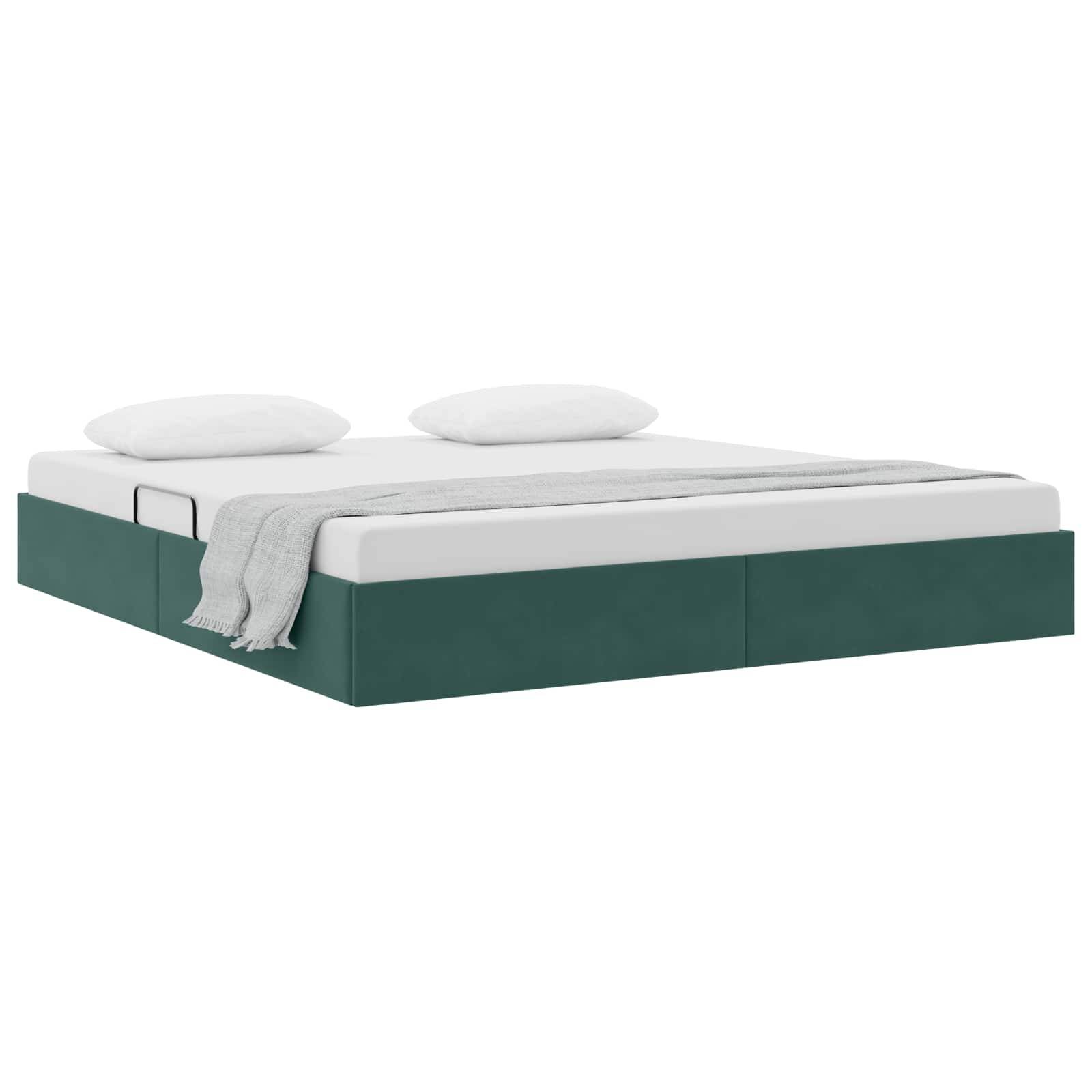 vidaXL Ottoman Bettgestell mit Speicher Dunkelgrün 160 x 200 cm Samt