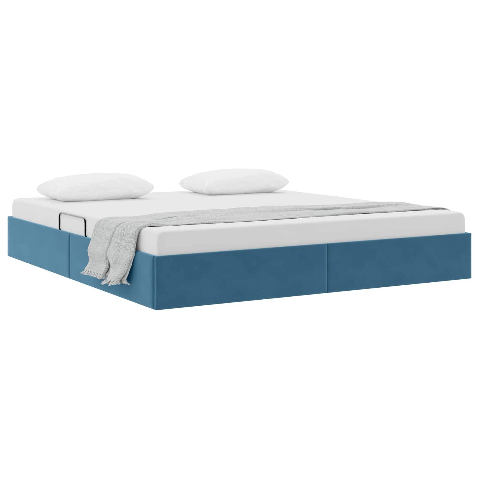 vidaXL Ottoman Bettgestell mit Speicher Dunkelblau 180 x 200 cm Samt