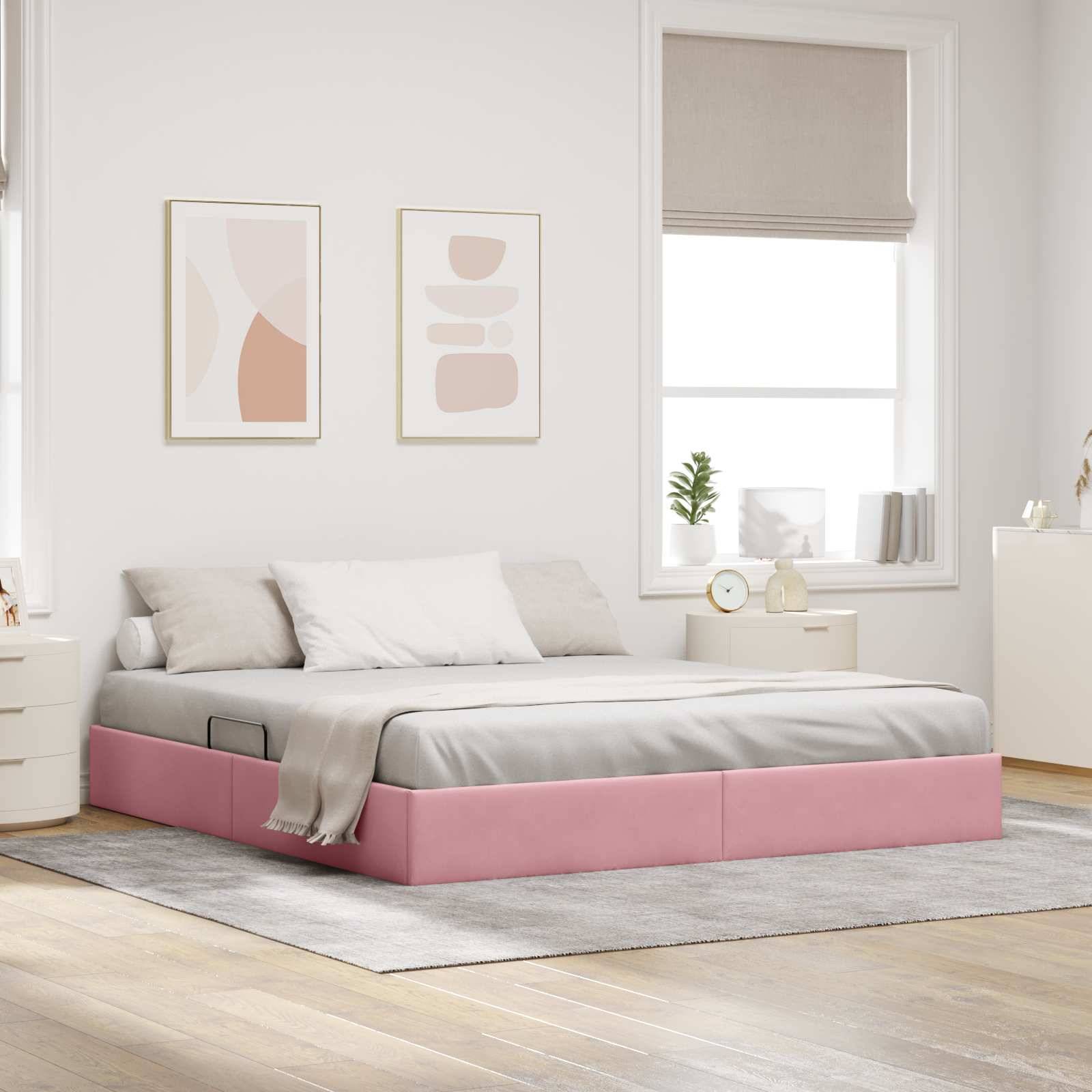 vidaXL Ottoman Bettgestell mit Speicher Rosa 180 x 200 cm Samt