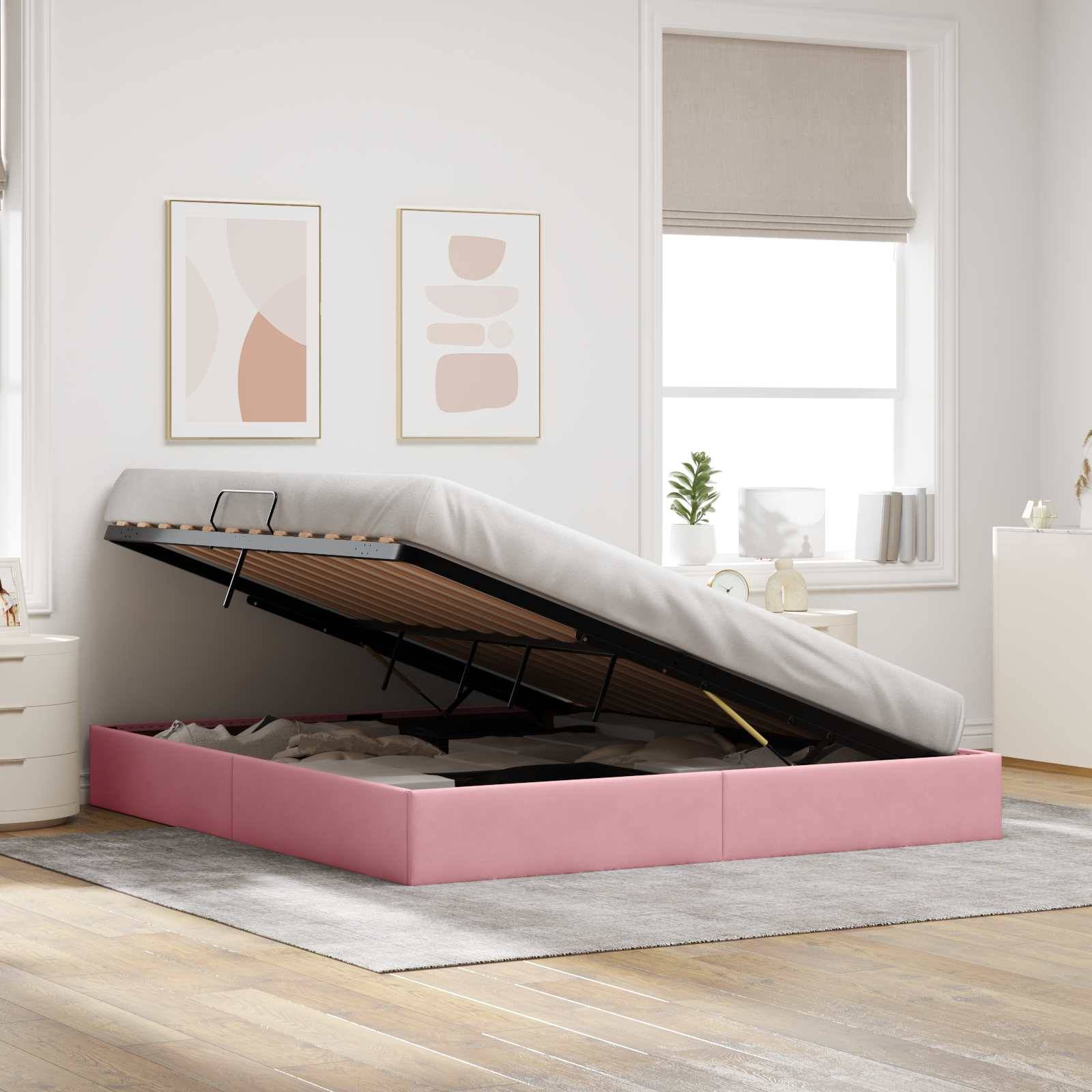 vidaXL Ottoman Bettgestell mit Speicher Rosa 180 x 200 cm Samt