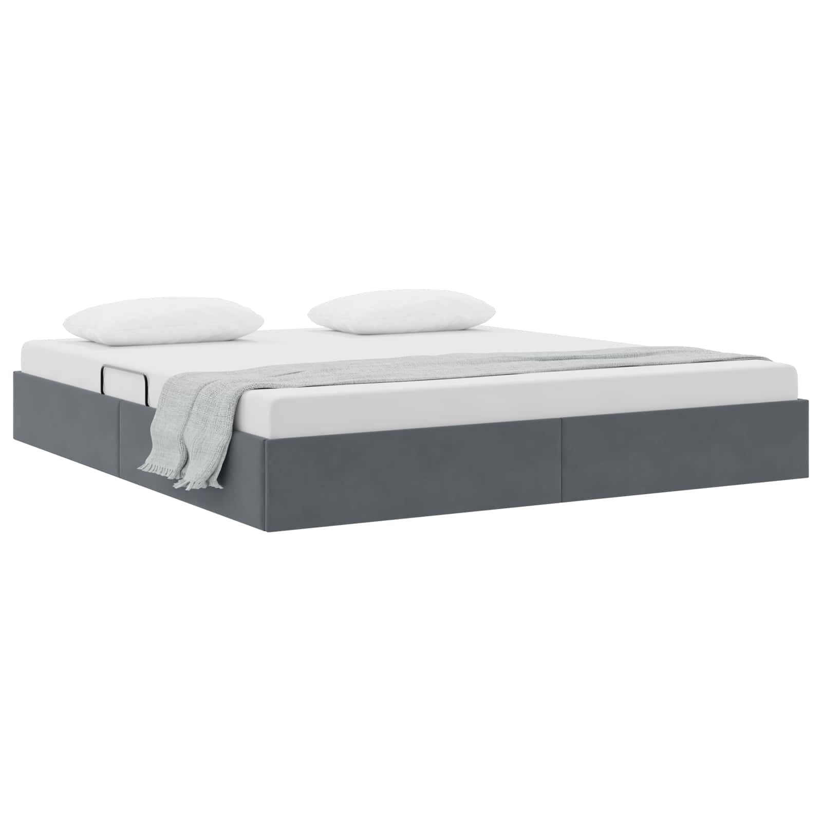 vidaXL Ottoman Bettgestell mit Speicher Dunkelgrau 180 x 200 cm Samt