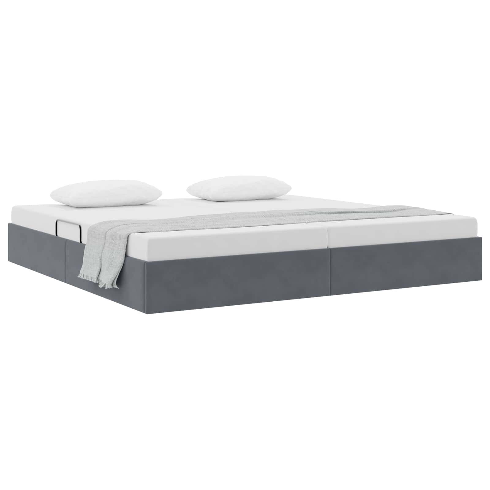 vidaXL Ottoman Bettgestell mit Speicher Dunkelgrau 200 x 200 cm Samt
