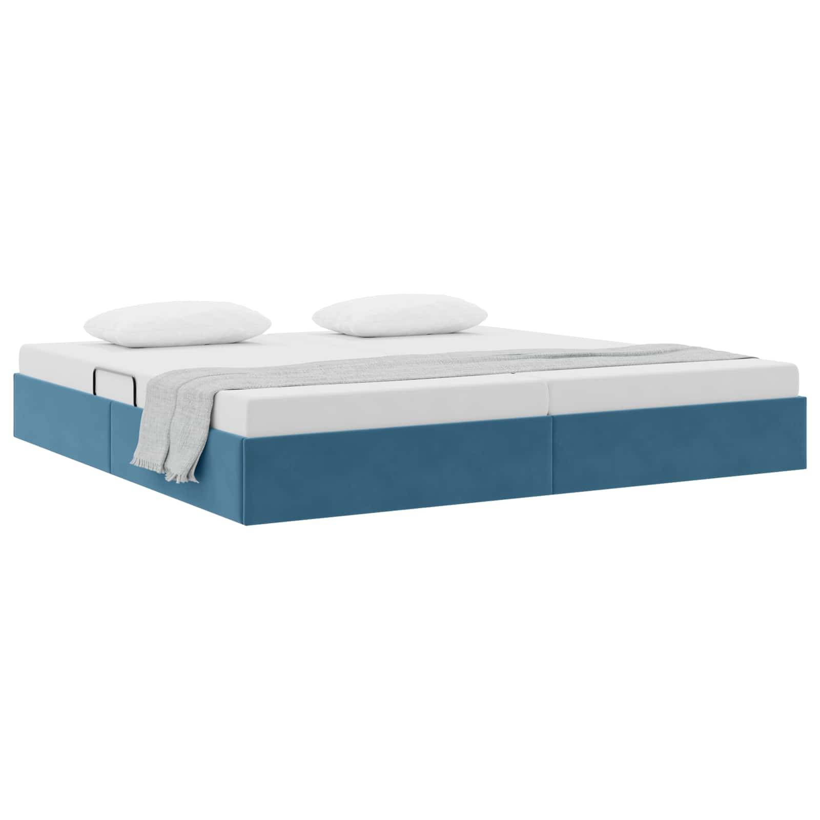 vidaXL Ottoman Bettgestell mit Speicher Dunkelblau 200 x 200 cm Samt