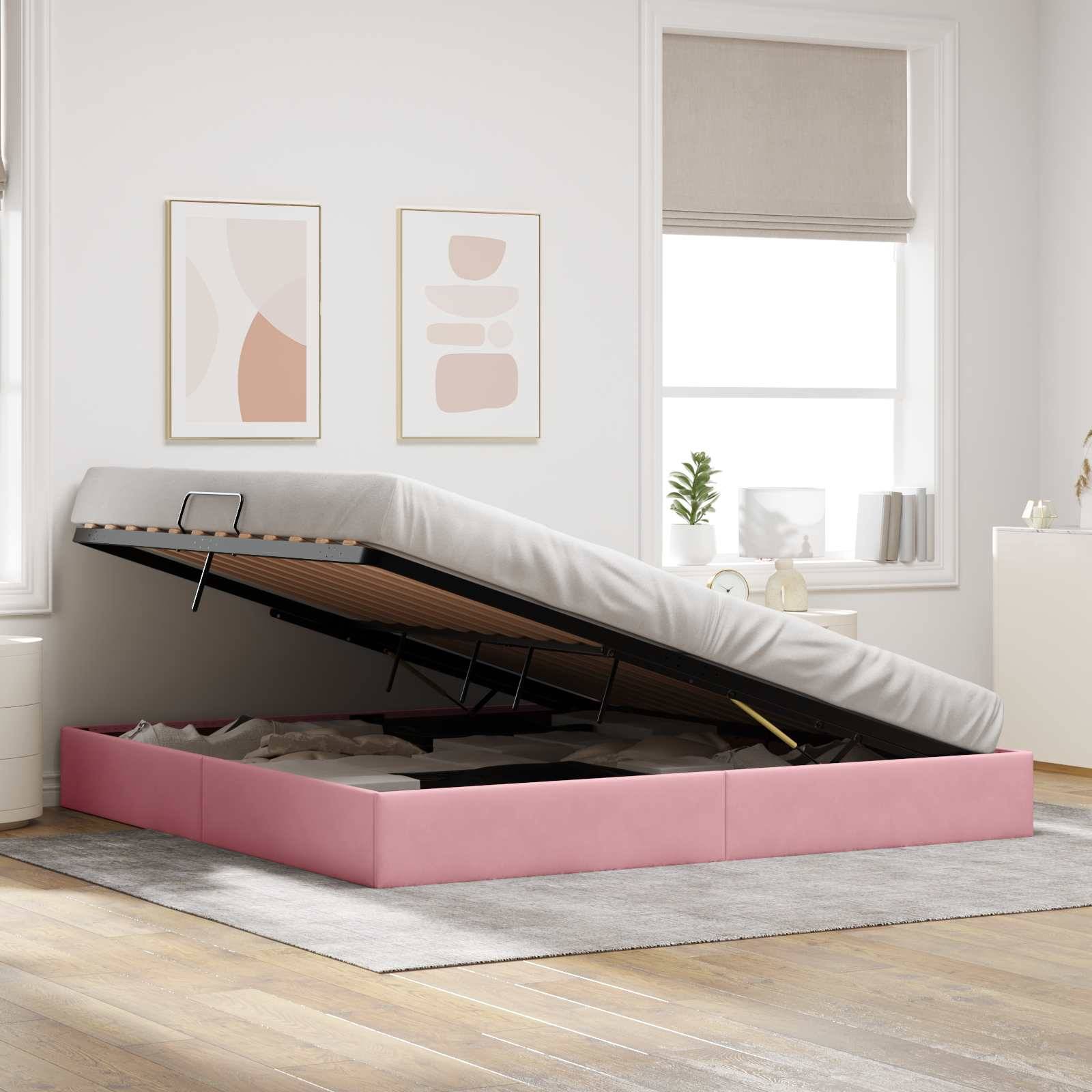 vidaXL Ottoman Bettgestell mit Speicher Rosa 200 x 200 cm Samt