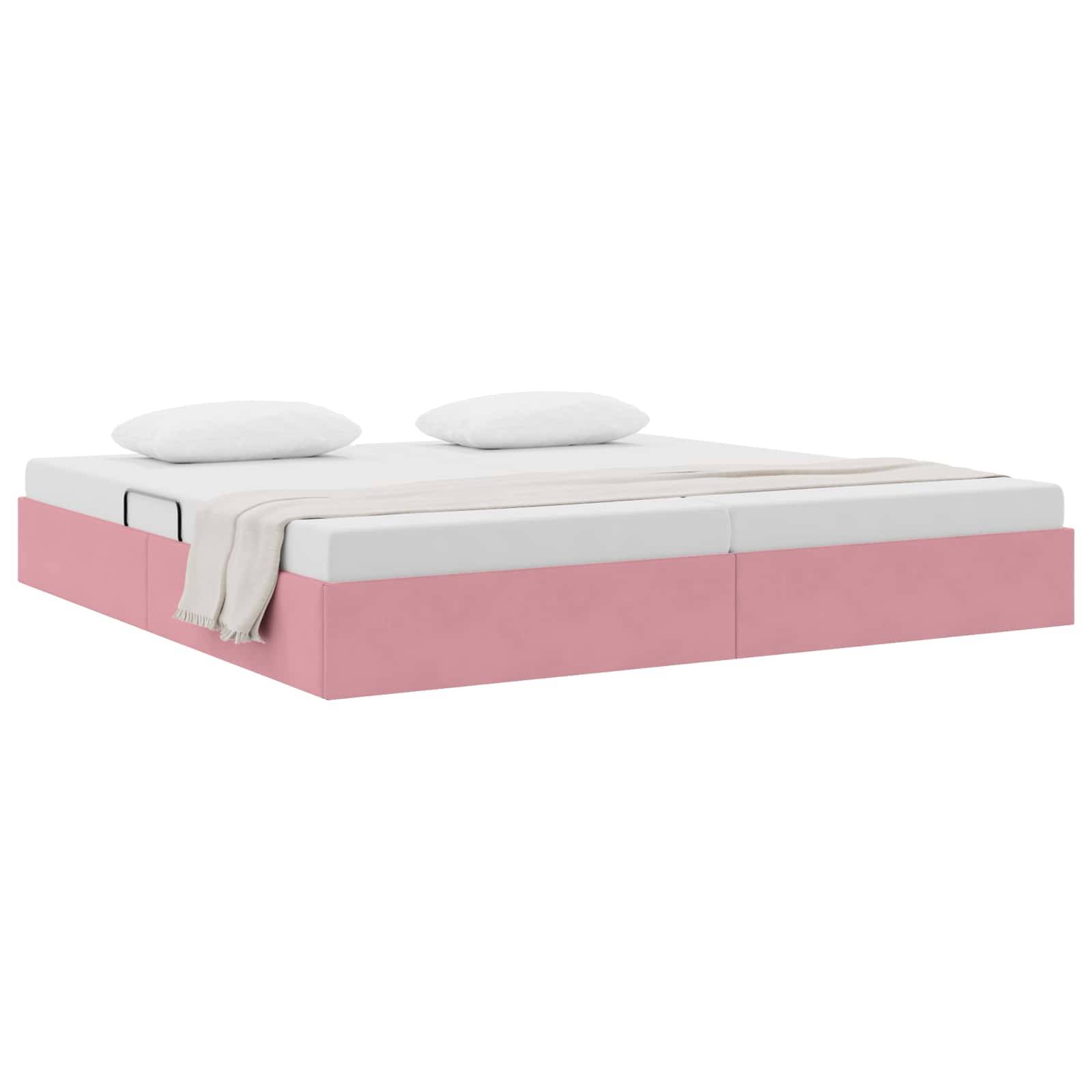 vidaXL Ottoman Bettgestell mit Speicher Rosa 200 x 200 cm Samt