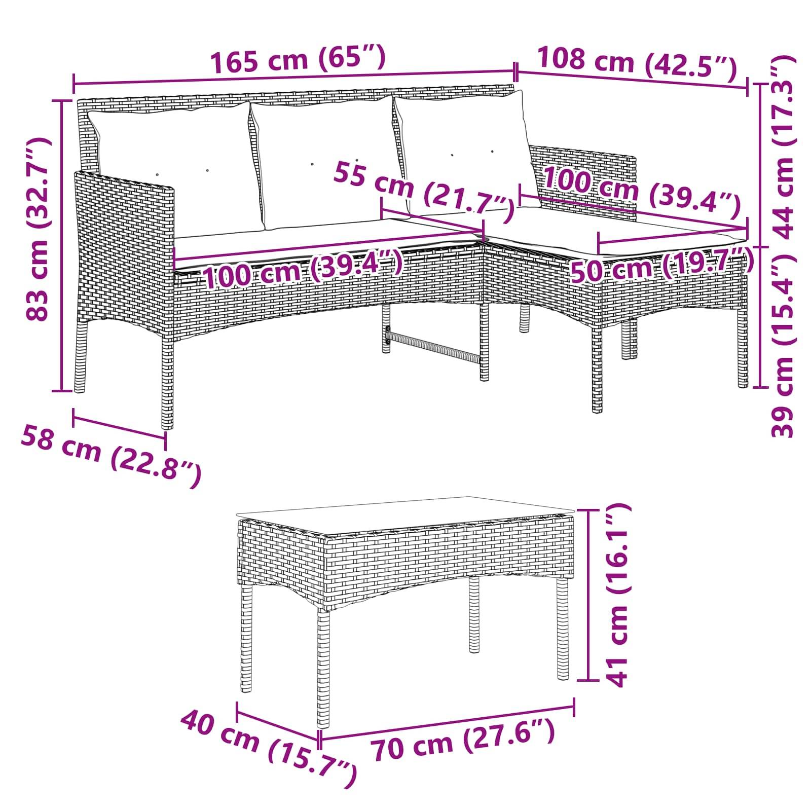 vidaXL Gartensofa-set mit Kissen 2 pcs Poly-Rattan