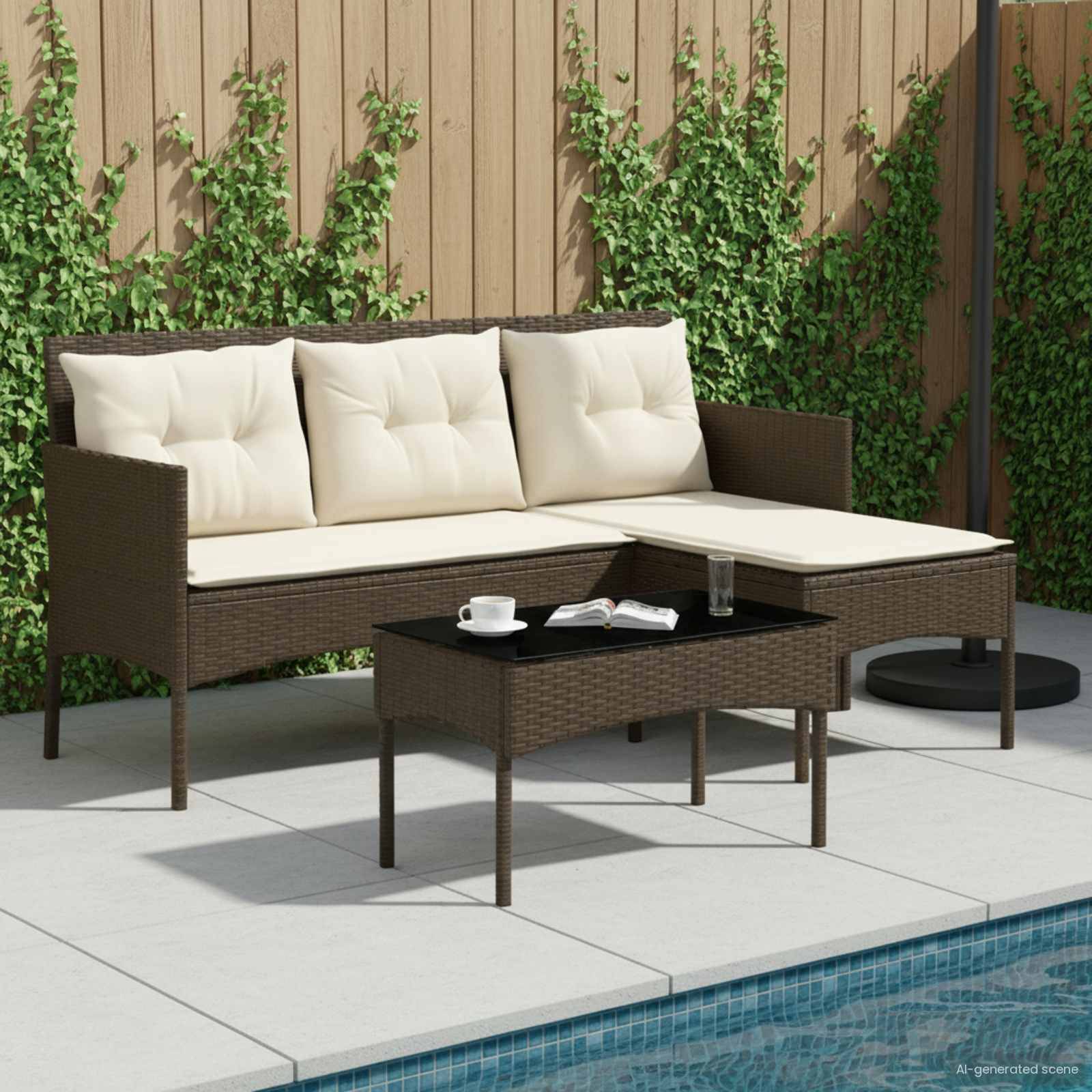vidaXL Gartensofa-set mit Kissen 2 pcs Poly-Rattan