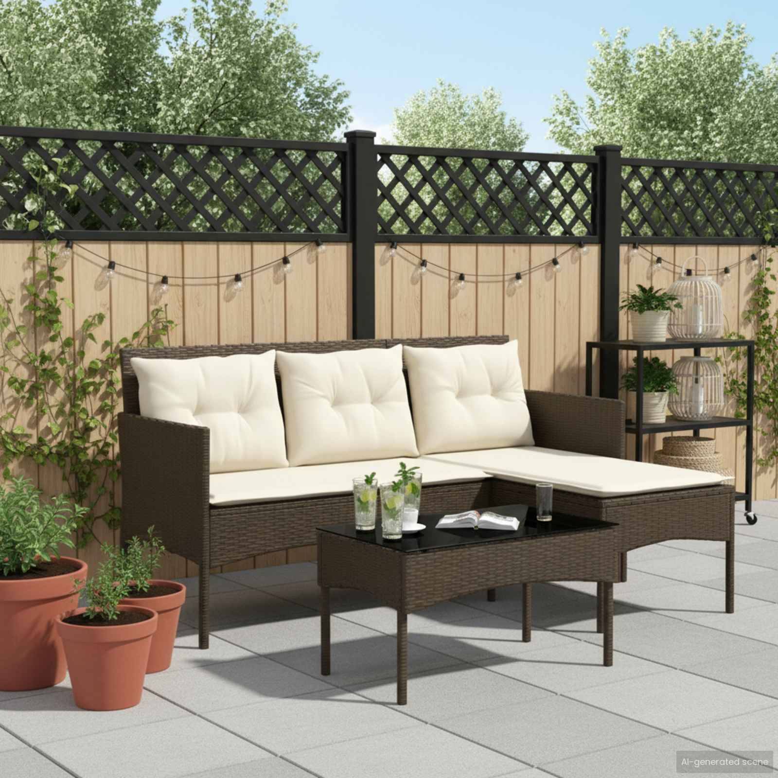 vidaXL Gartensofa-set mit Kissen 2 pcs Poly-Rattan