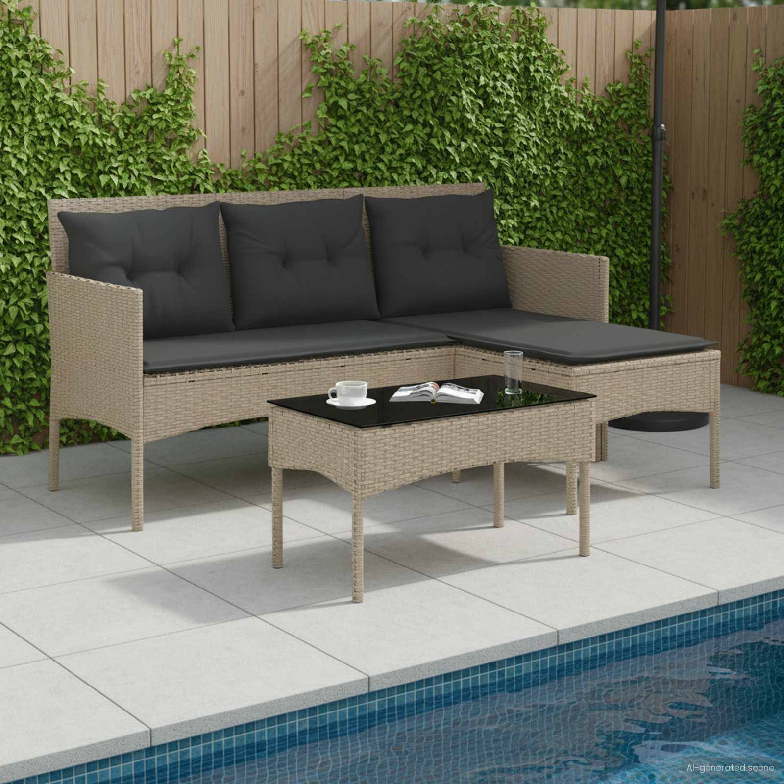vidaXL Gartensofa-set mit Kissen 2 pcs Poly-Rattan