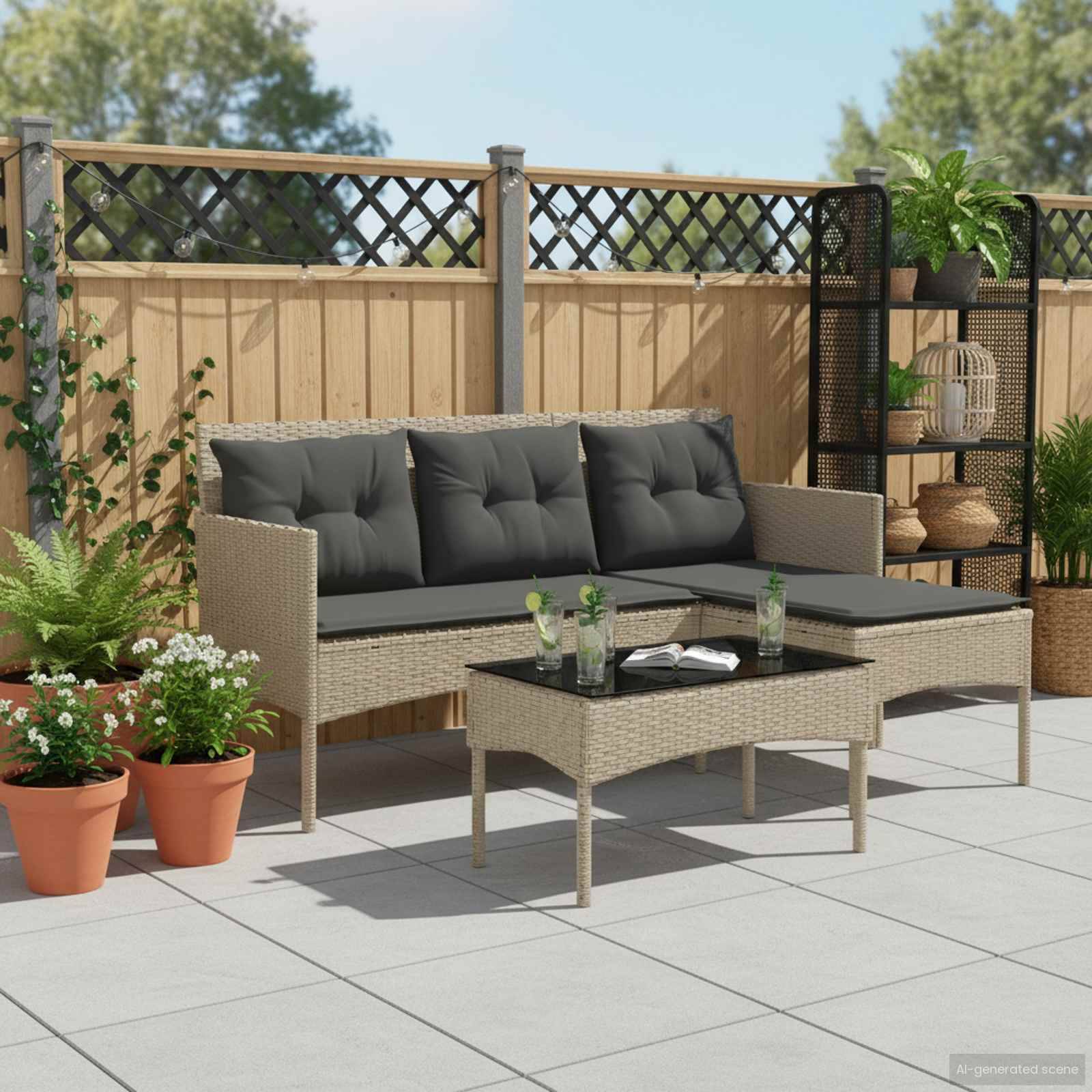 vidaXL Gartensofa-set mit Kissen 2 pcs Poly-Rattan