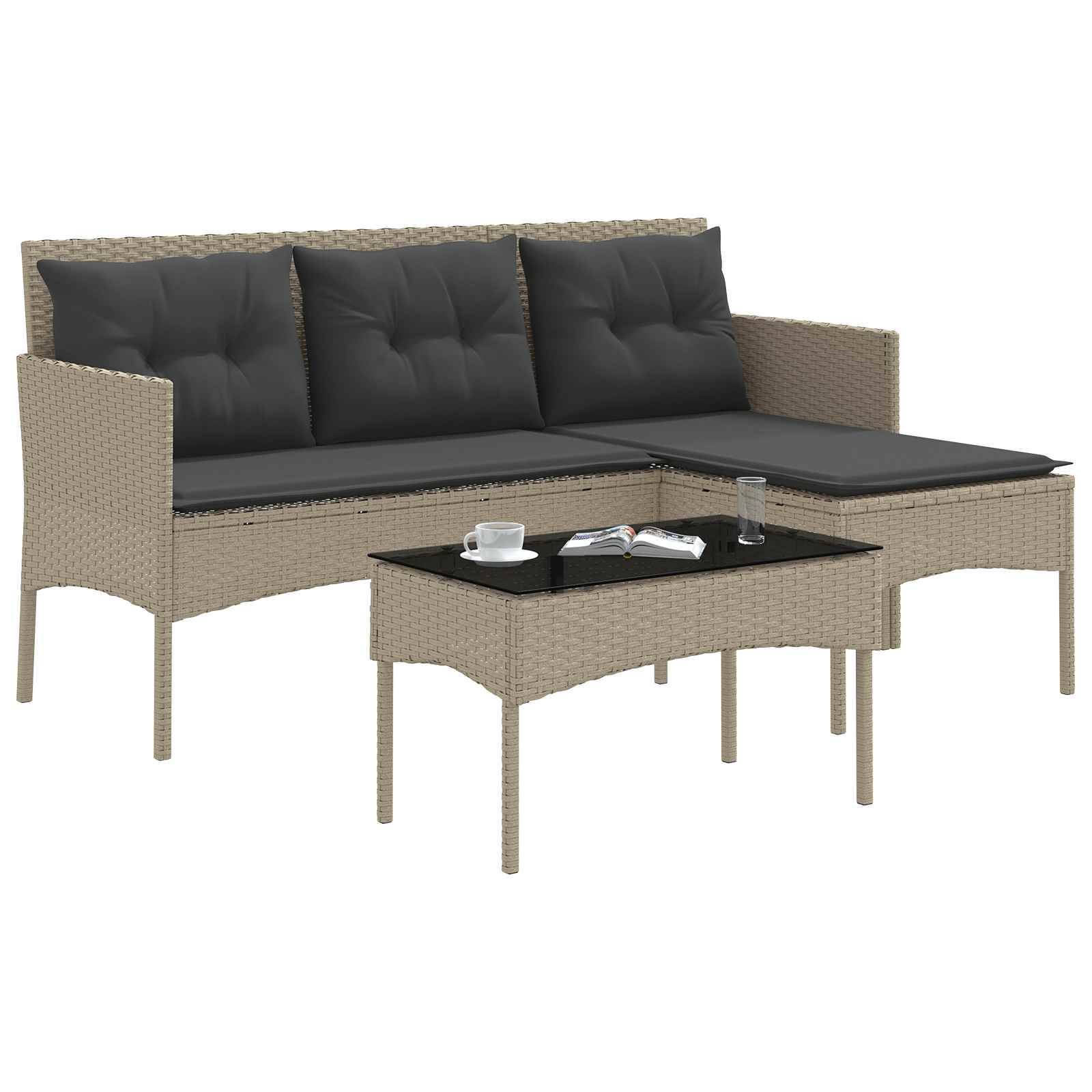 vidaXL Gartensofa-set mit Kissen 2 pcs Poly-Rattan