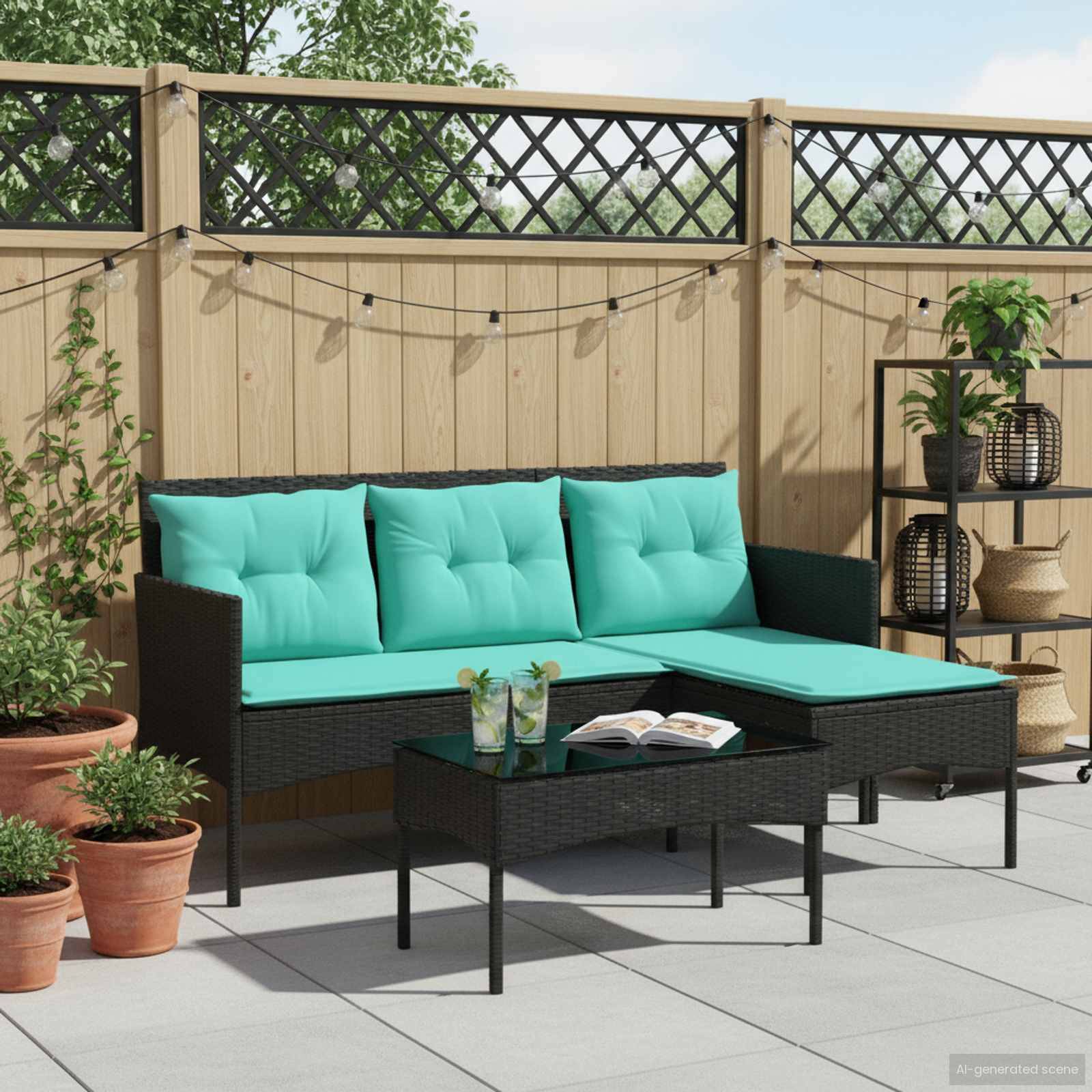 vidaXL Gartensofa-set mit Kissen 2 pcs Poly-Rattan