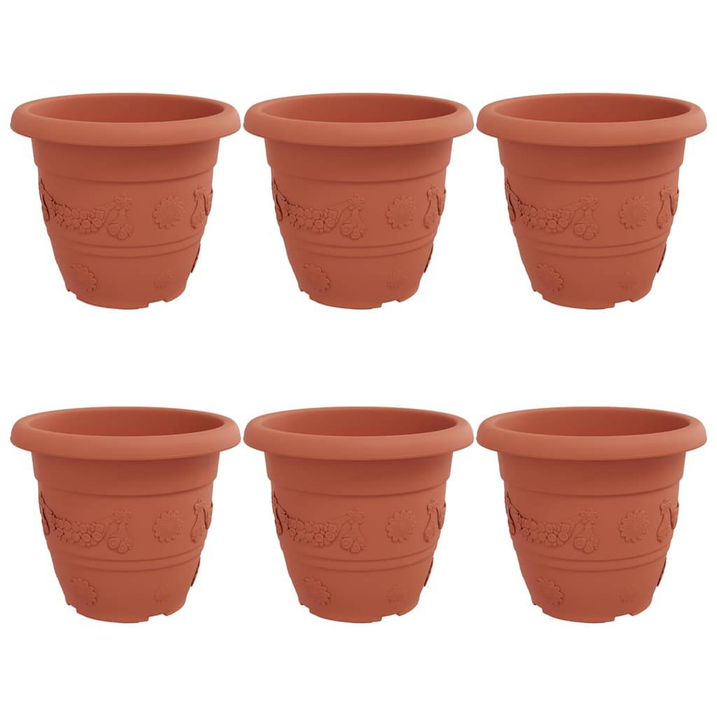 vidaXL Runder Blumentopf 6 pcs Ziegelrot Ø 34 x 28 cm Kunststoff
