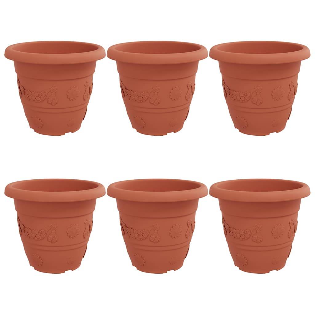 vidaXL Runder Blumentopf 6 pcs Ziegelrot Ø 39 x 32 cm Kunststoff