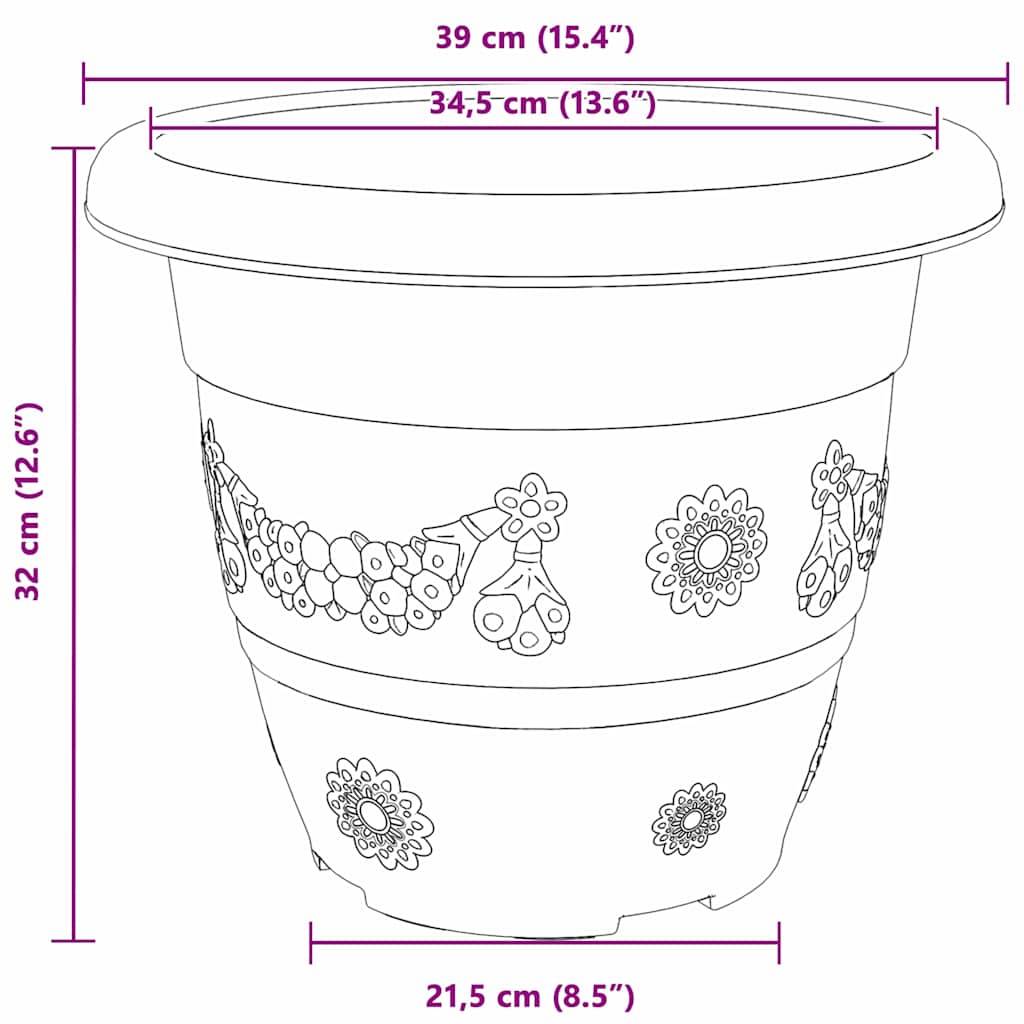 vidaXL Runder Blumentopf 6 pcs Ziegelrot Ø 39 x 32 cm Kunststoff