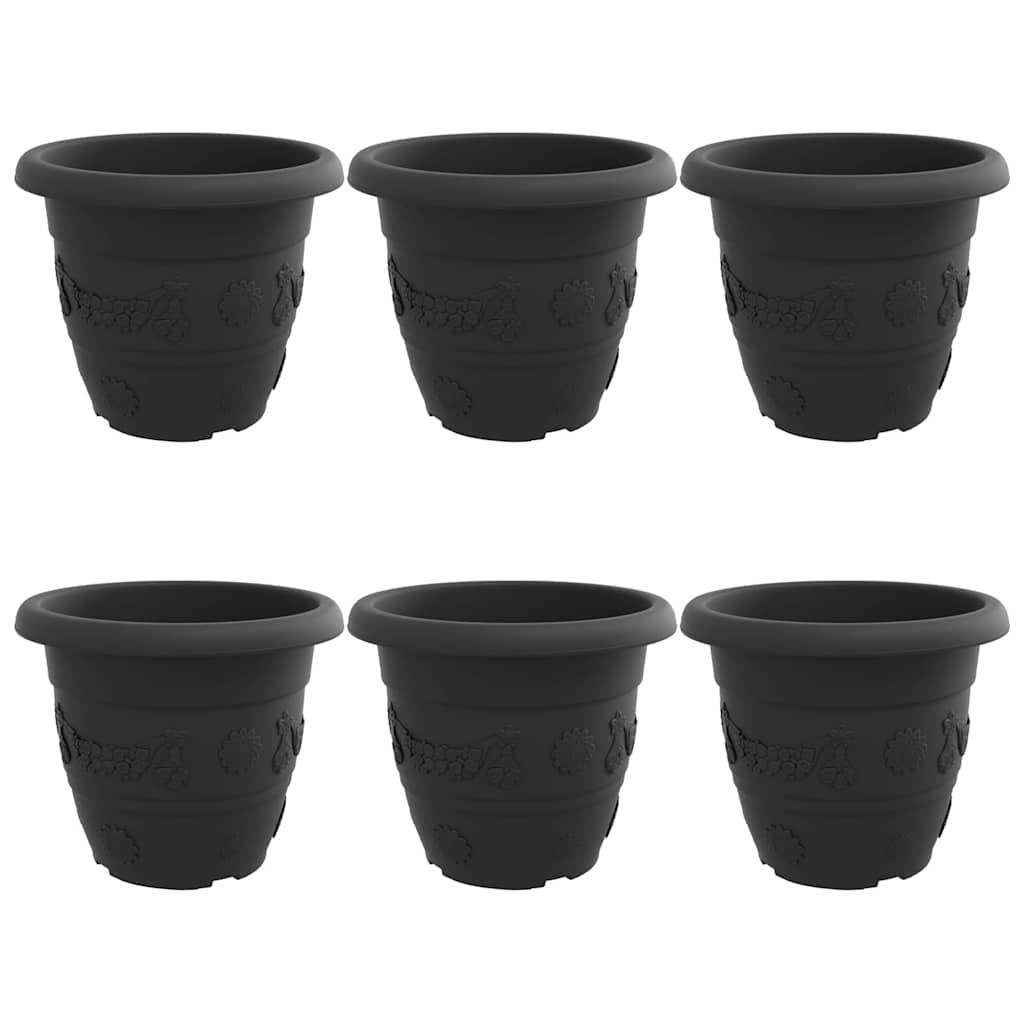 vidaXL Runder Blumentopf 6 pcs Schwarz Ø 34 x 28 cm Kunststoff