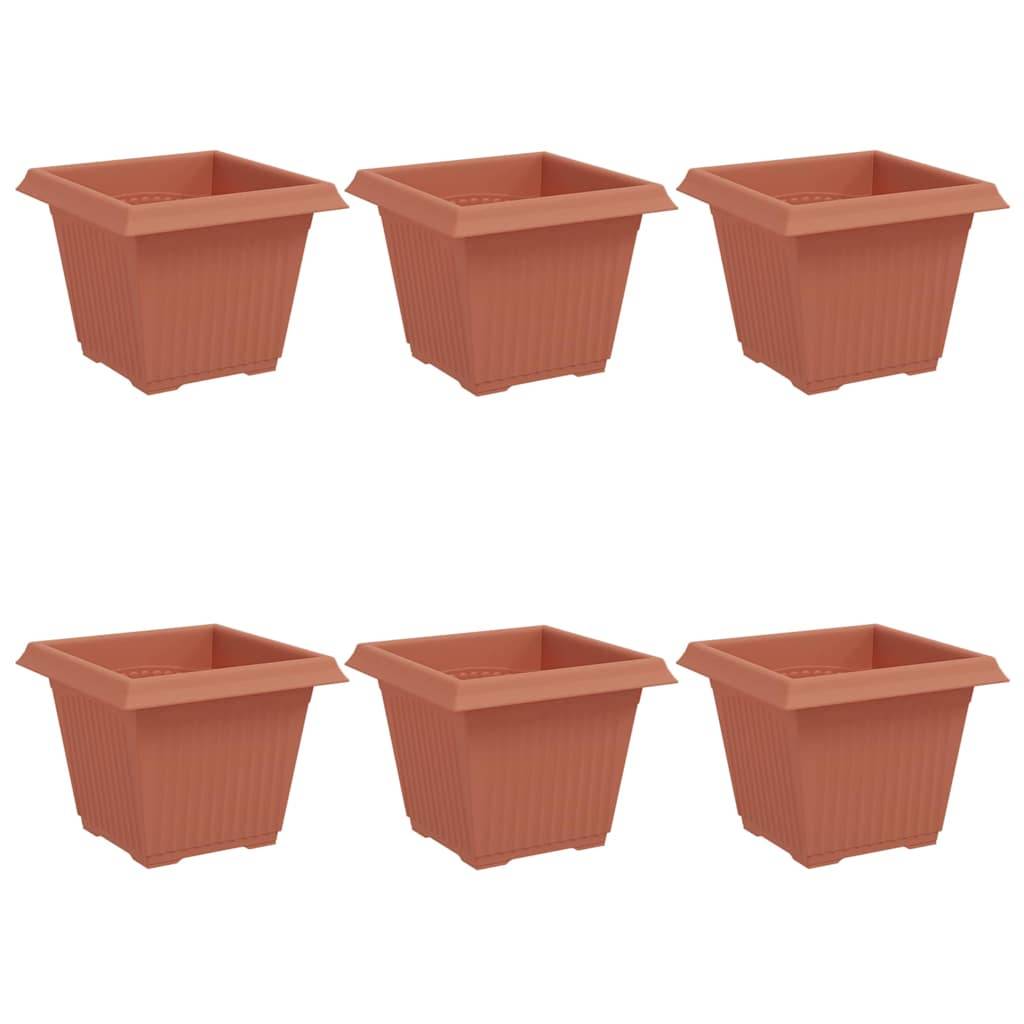 vidaXL Quadratischer Blumentopf 6 pcs Ziegelrot 33 x 33 x 26 cm