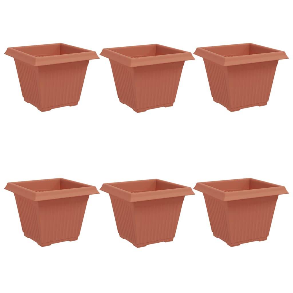 vidaXL Quadratischer Blumentopf 6 pcs Ziegelrot 38 x 38 x 30 cm