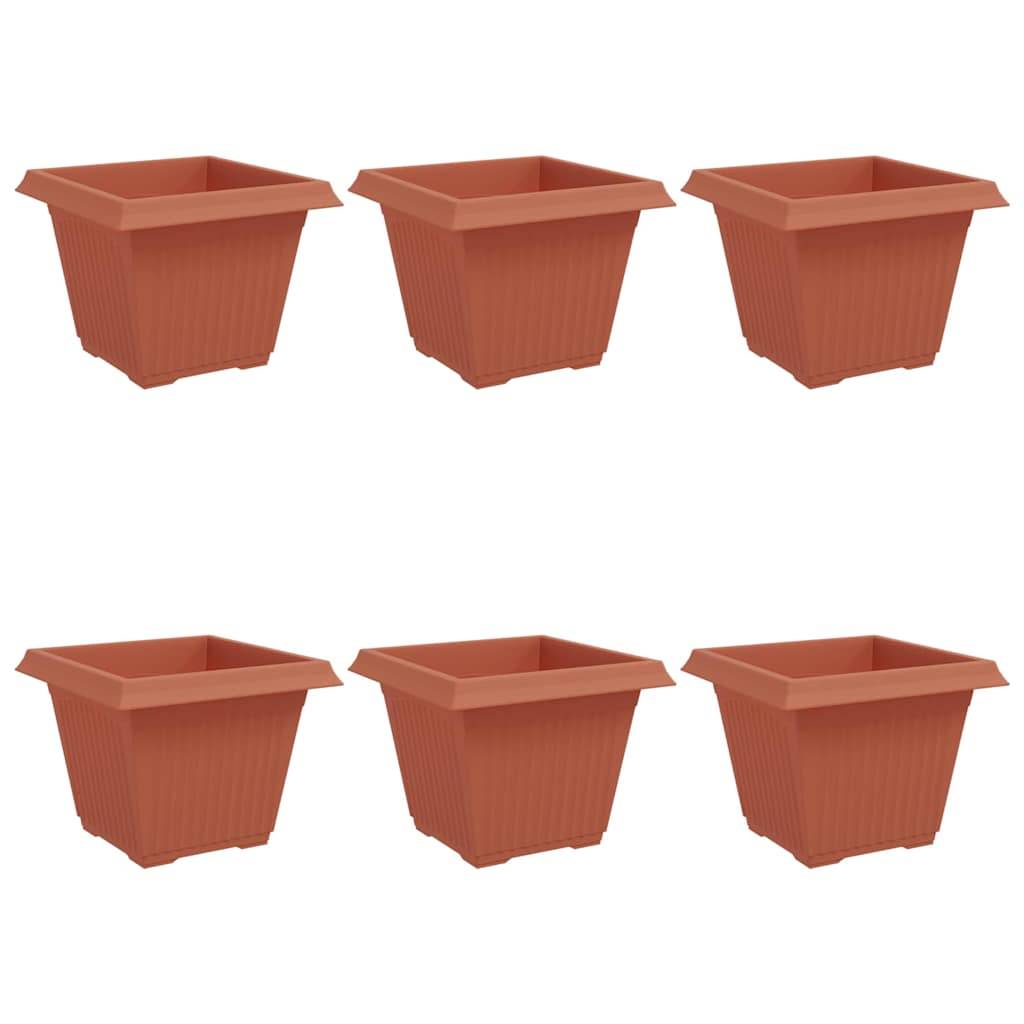 vidaXL Quadratischer Blumentopf 6 pcs Ziegelrot 43 x 43 x 33,5 cm